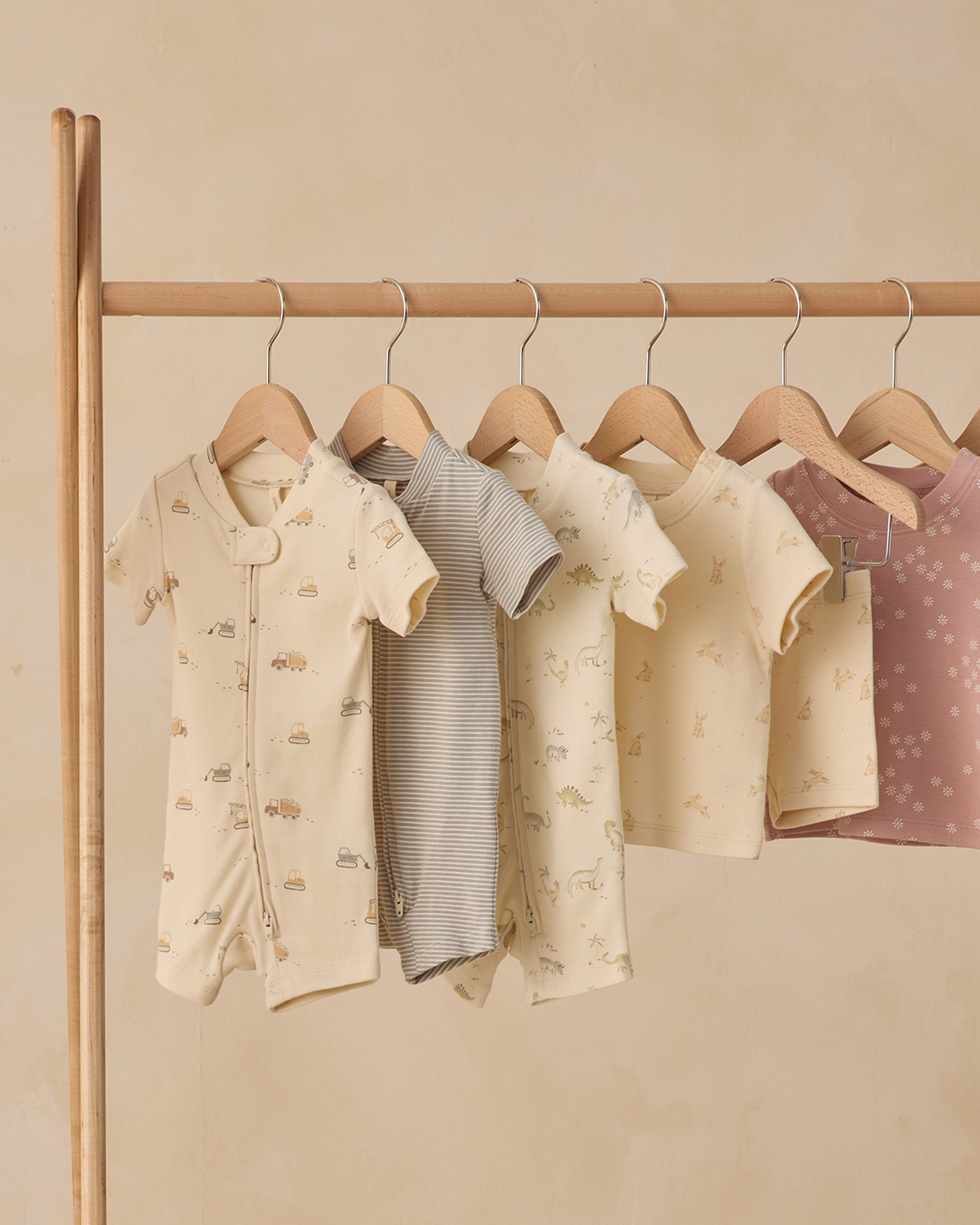 Zip Short Sleeve Sleeper Dinosaur - Rylee + Cru | Kids Clothes | Trendy Baby Clothes | Modern Infant Outfits |