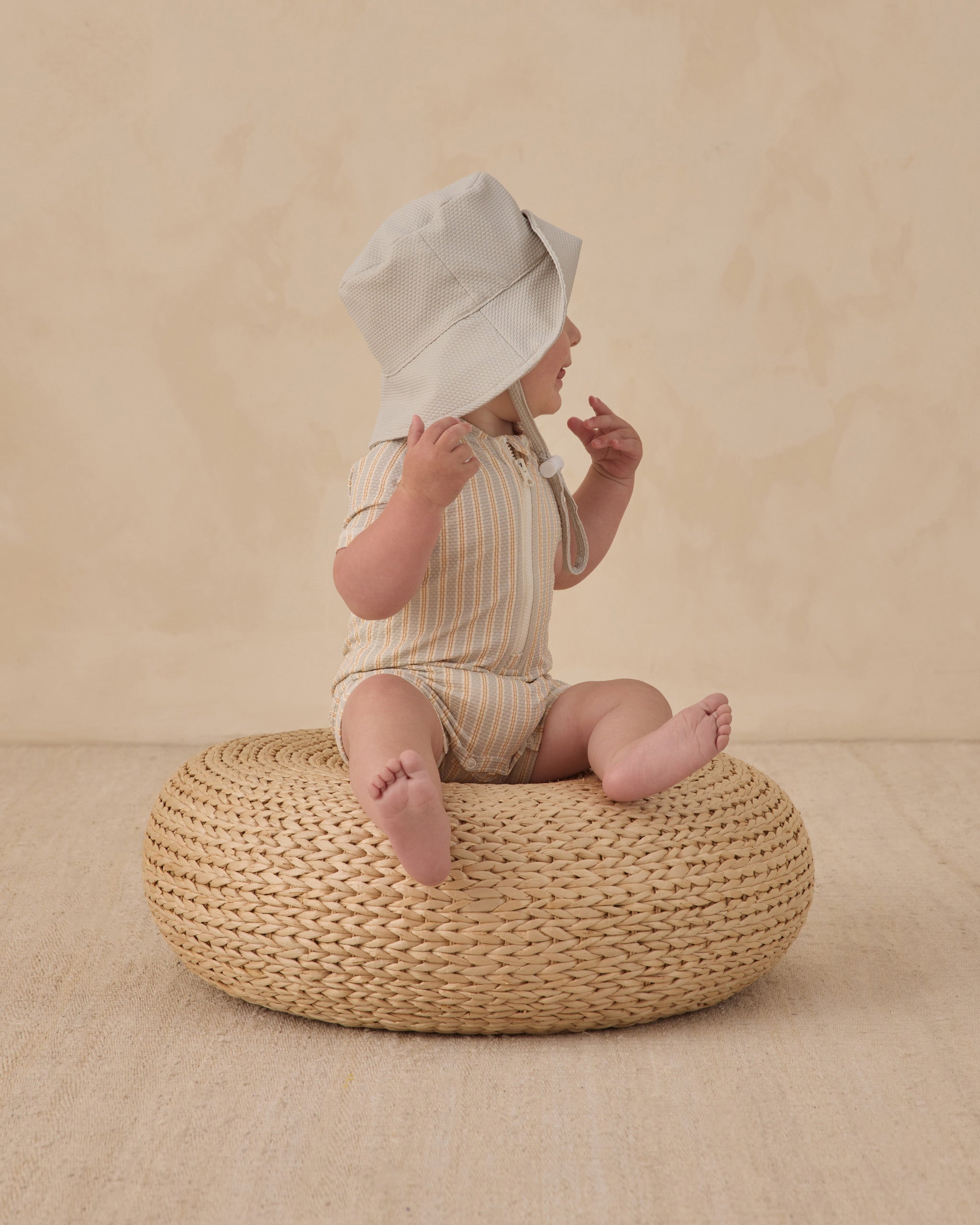 Zip Rashguard One-Piece Blue + Butterscotch Stripe - Rylee + Cru | Kids Clothes | Trendy Baby Clothes | Modern Infant Outfits |