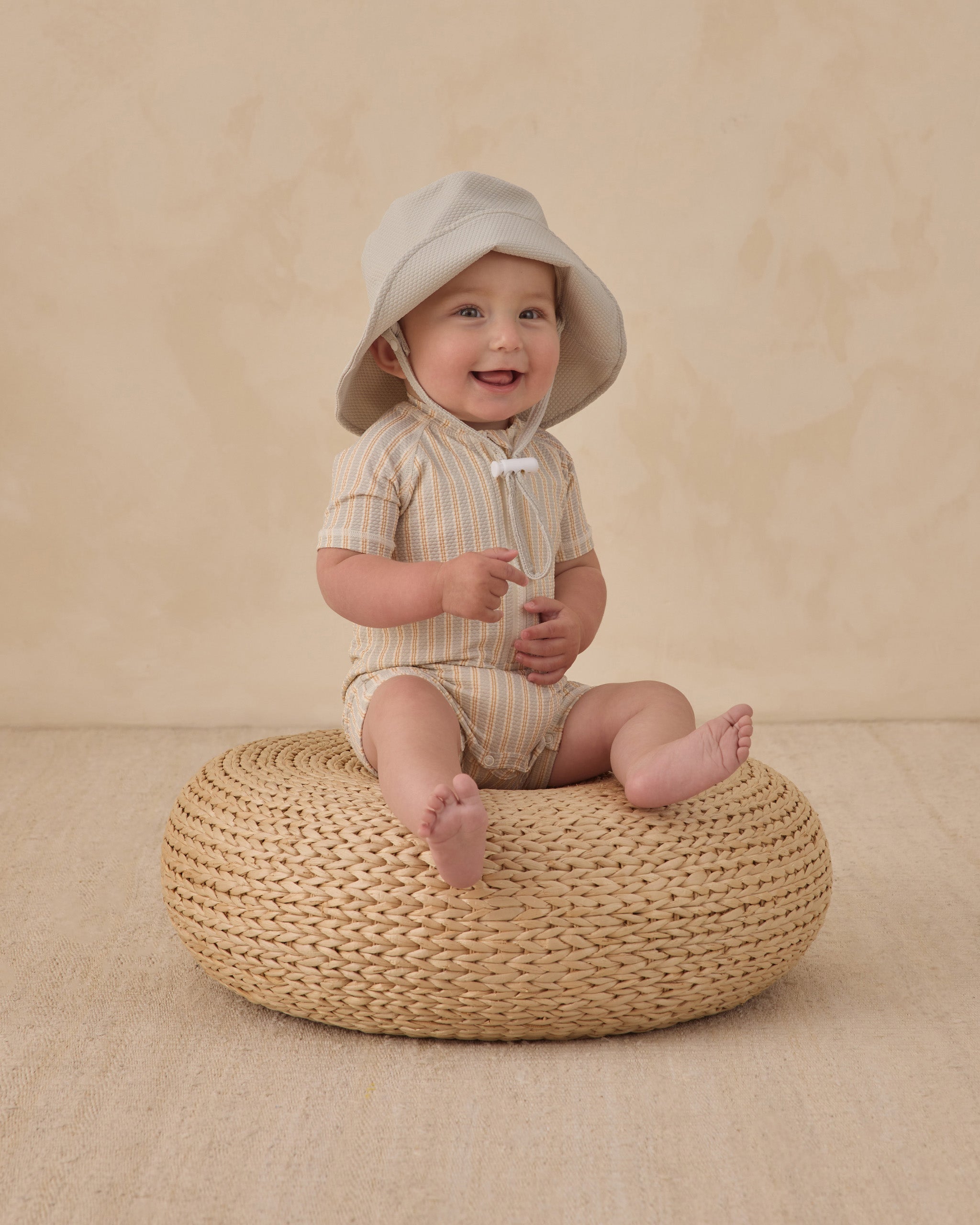 Zip Rashguard One-Piece Blue + Butterscotch Stripe - Rylee + Cru | Kids Clothes | Trendy Baby Clothes | Modern Infant Outfits |