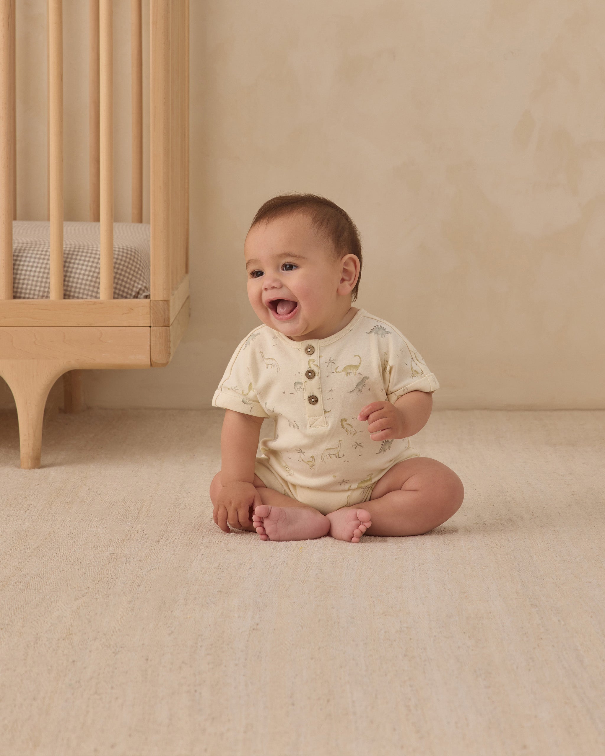 Short Sleeve One-Piece Dinosaur - Rylee + Cru | Kids Clothes | Trendy Baby Clothes | Modern Infant Outfits |