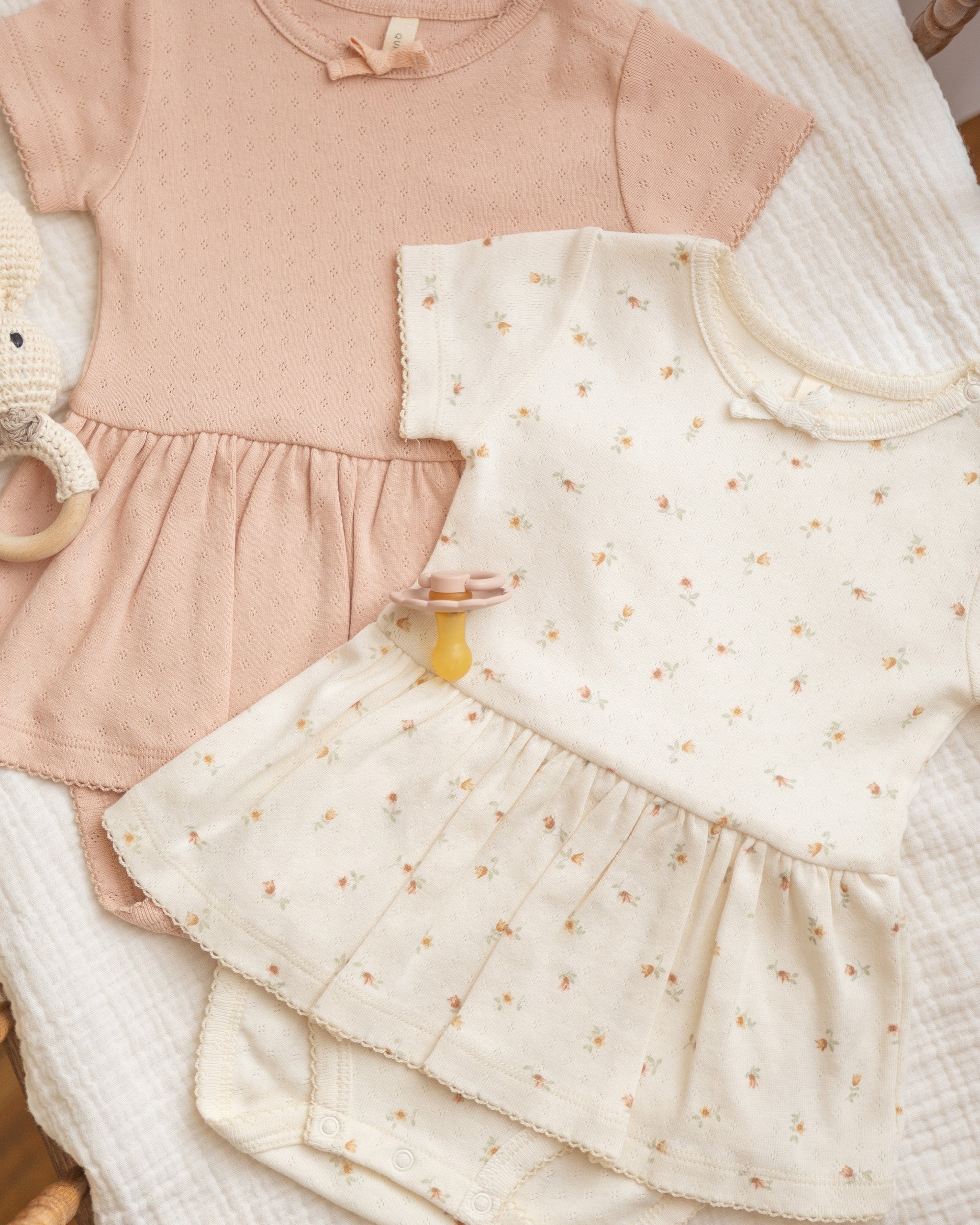 Pointelle Skirted Bodysuit Melon - Rylee + Cru | Kids Clothes | Trendy Baby Clothes | Modern Infant Outfits |