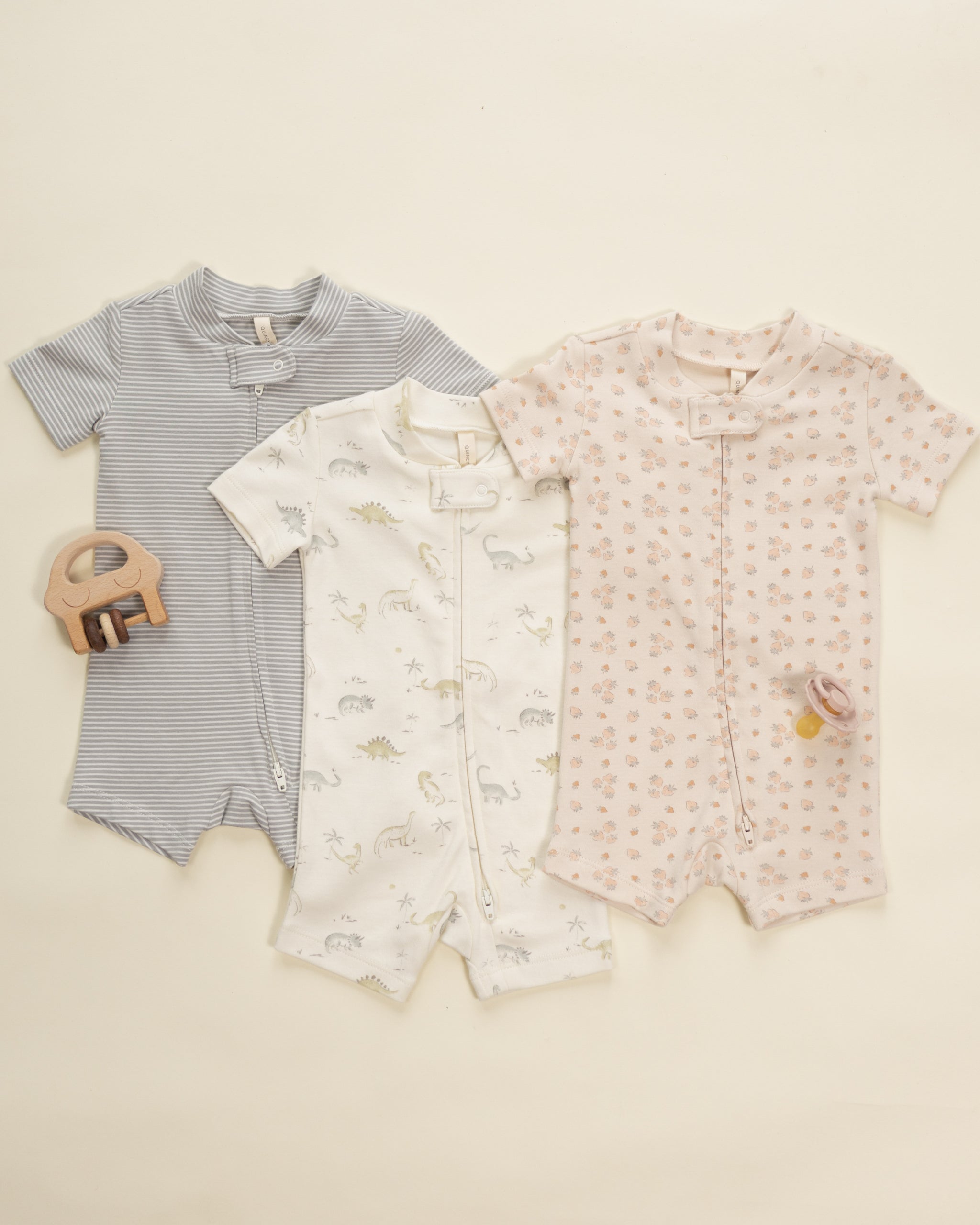 Zip Short Sleeve Sleeper Dinosaur - Rylee + Cru | Kids Clothes | Trendy Baby Clothes | Modern Infant Outfits |