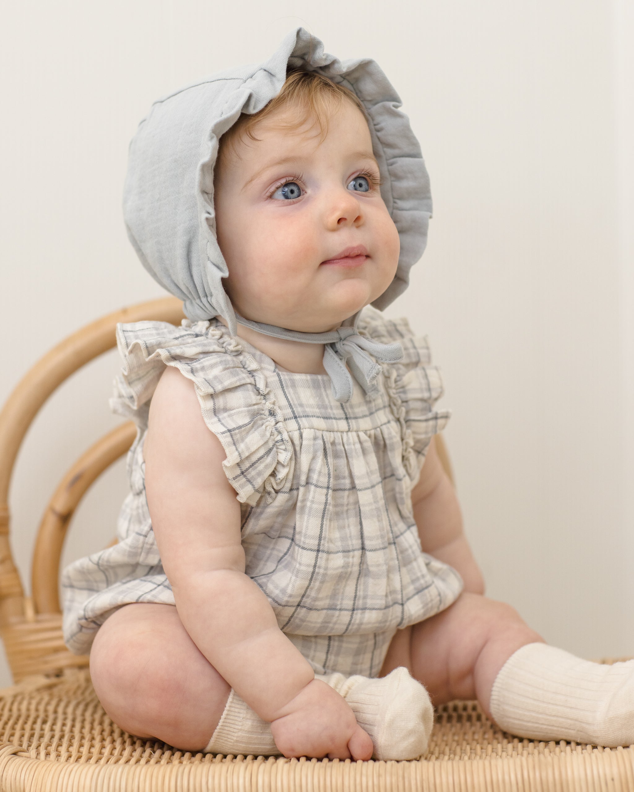 Woven Ruffle Bonnet Sky - Rylee + Cru | Kids Clothes | Trendy Baby Clothes | Modern Infant Outfits |