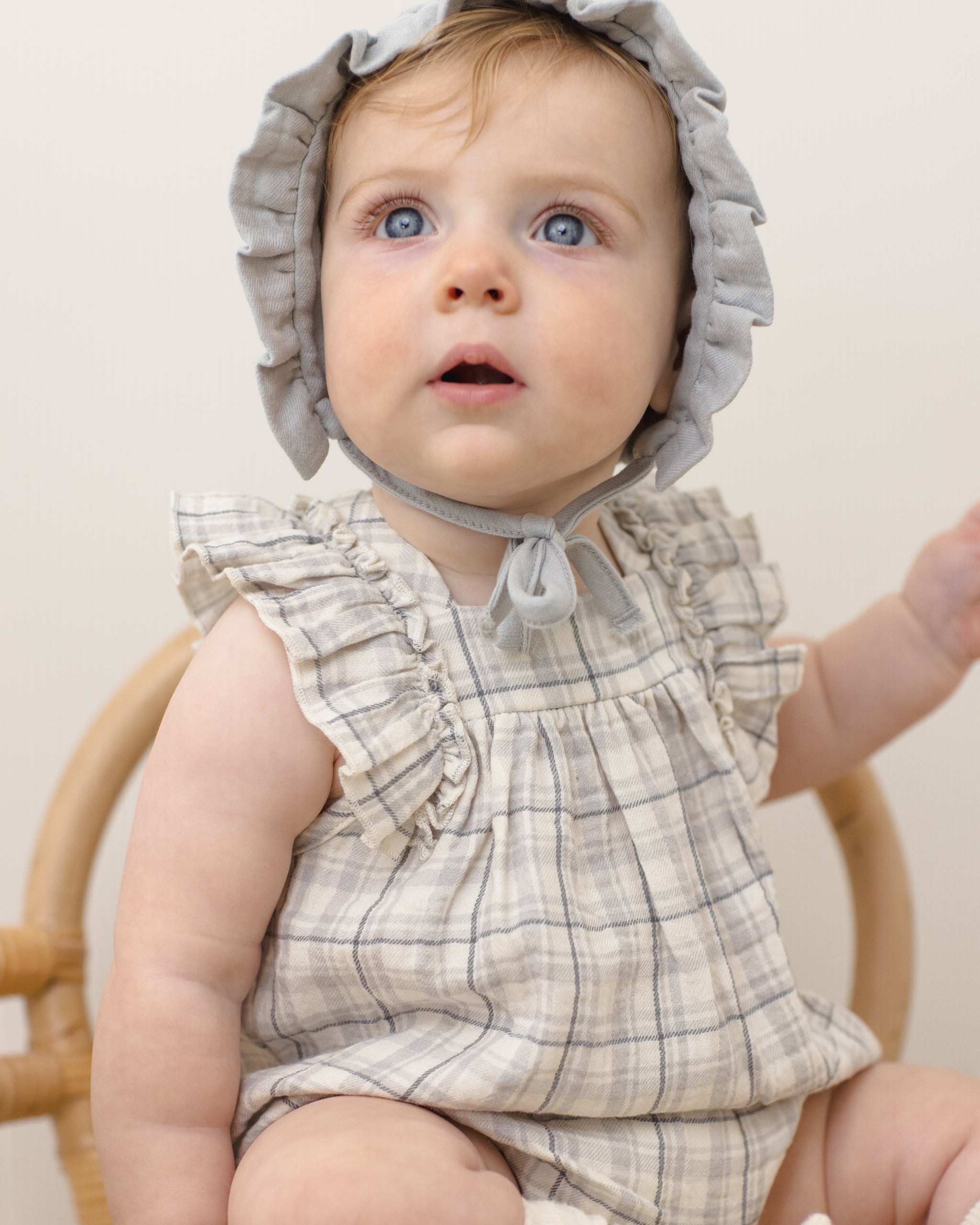 Woven Ruffle Bonnet Sky - Rylee + Cru | Kids Clothes | Trendy Baby Clothes | Modern Infant Outfits |