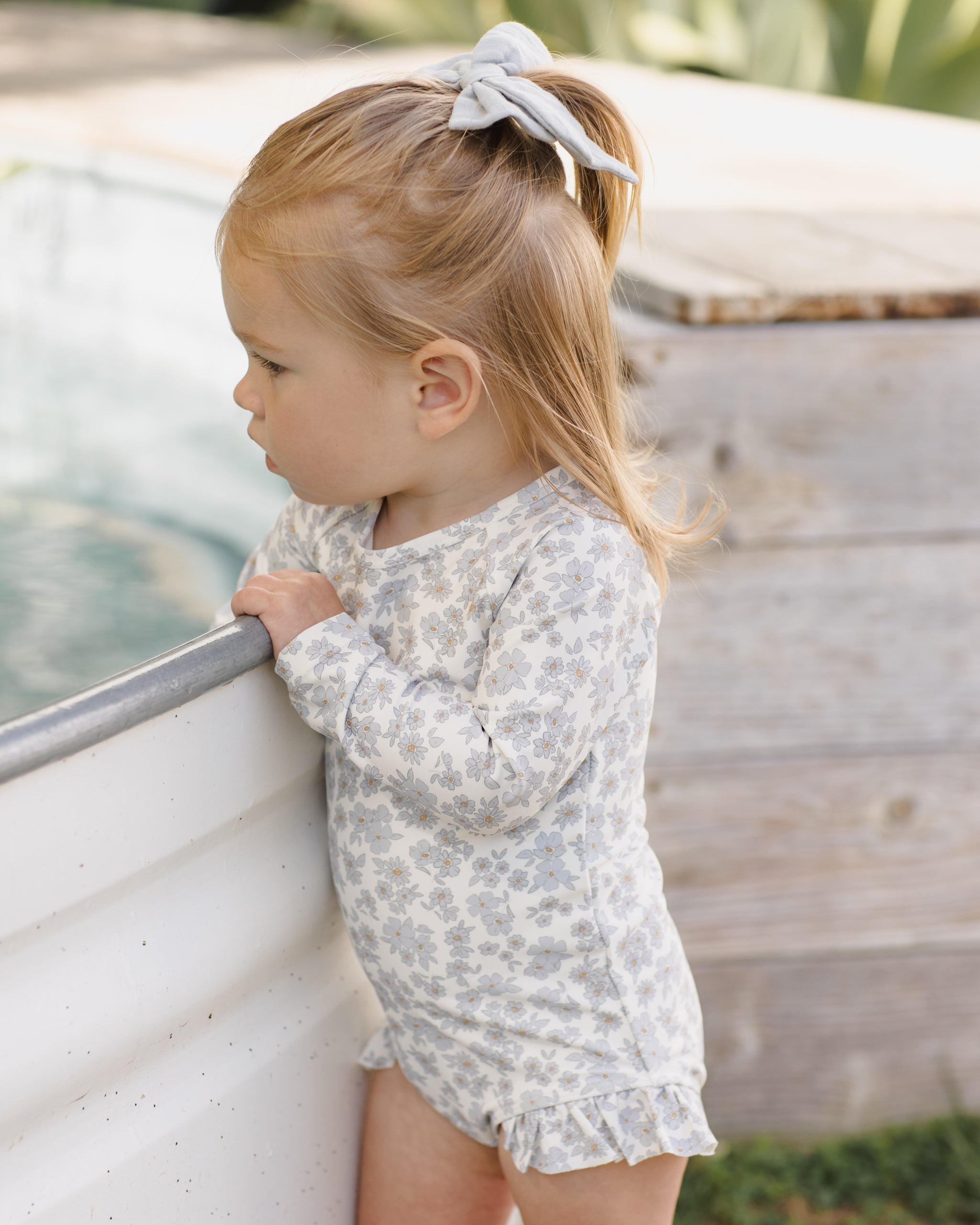 Olivia Rashguard One-Piece Blue Floral - Rylee + Cru | Kids Clothes | Trendy Baby Clothes | Modern Infant Outfits |