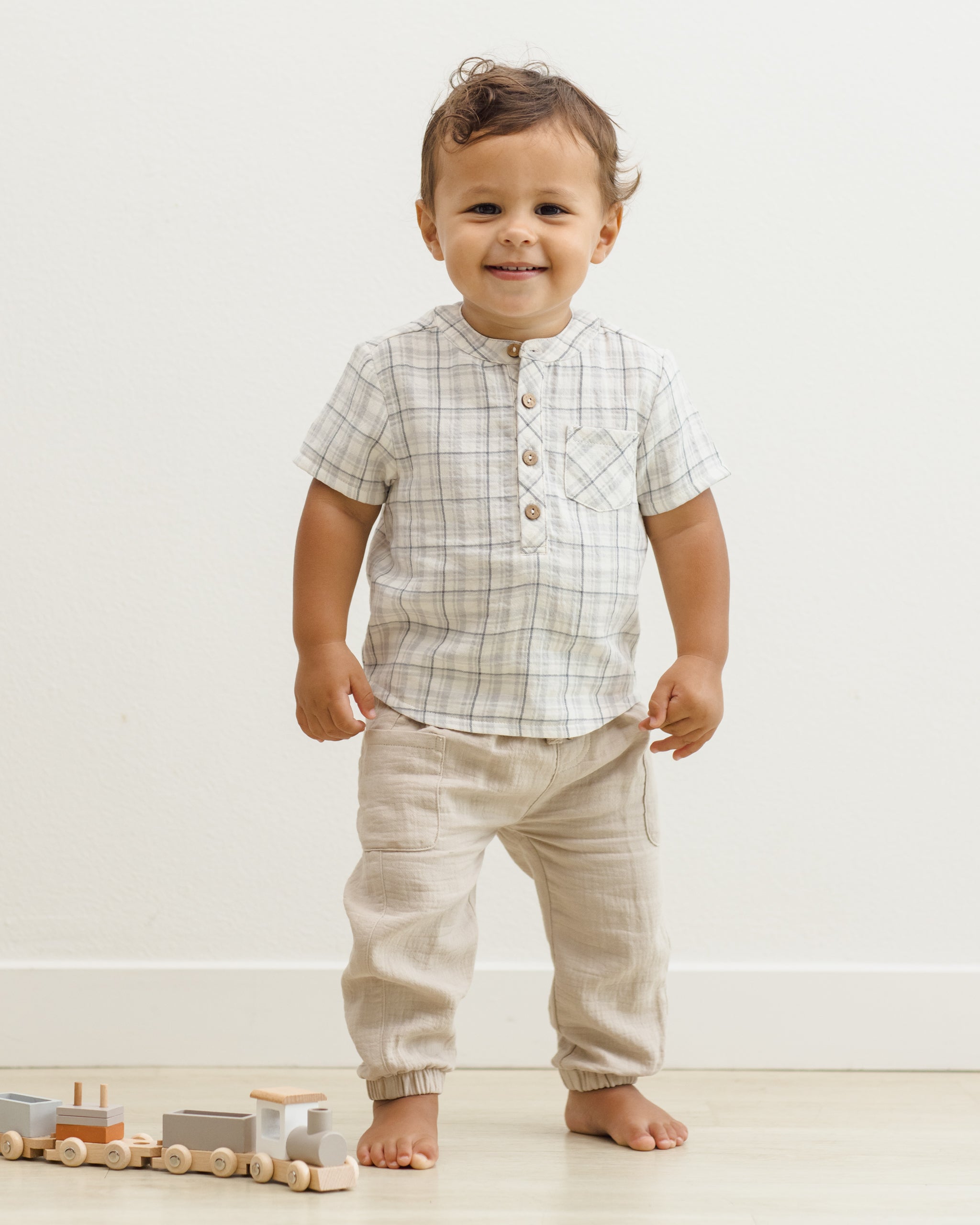 Jaxson Shirt Blue Plaid - Rylee + Cru | Kids Clothes | Trendy Baby Clothes | Modern Infant Outfits |