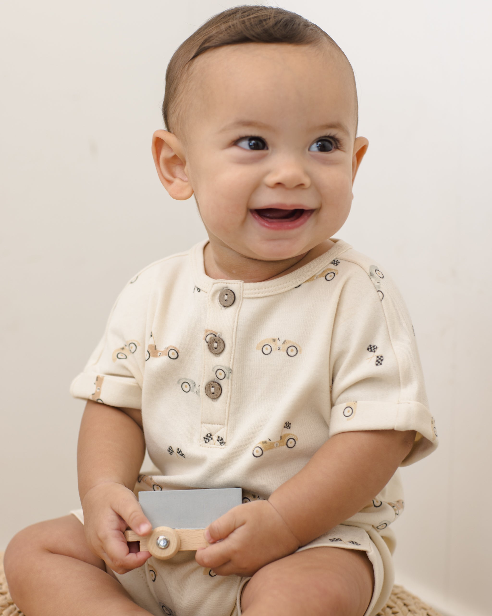 Short Sleeve One-Piece Race Car - Rylee + Cru | Kids Clothes | Trendy Baby Clothes | Modern Infant Outfits |