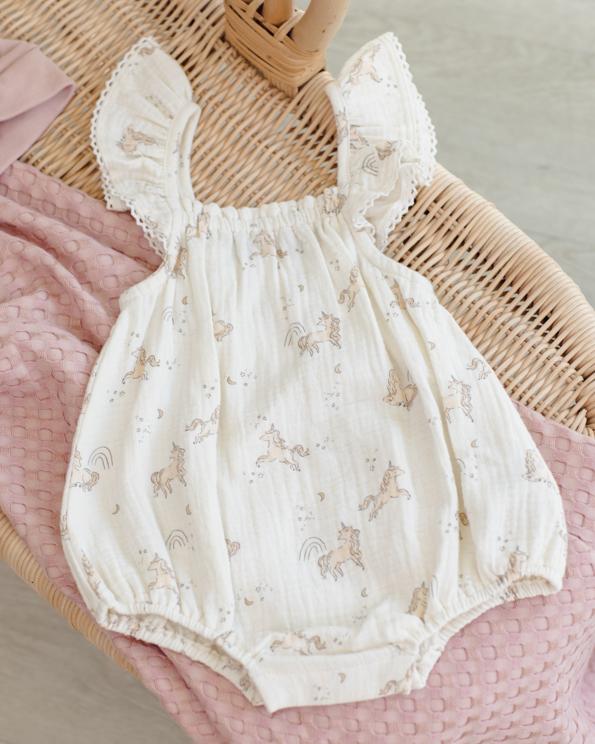 Bonnie Romper Unicorns - Rylee + Cru | Kids Clothes | Trendy Baby Clothes | Modern Infant Outfits |