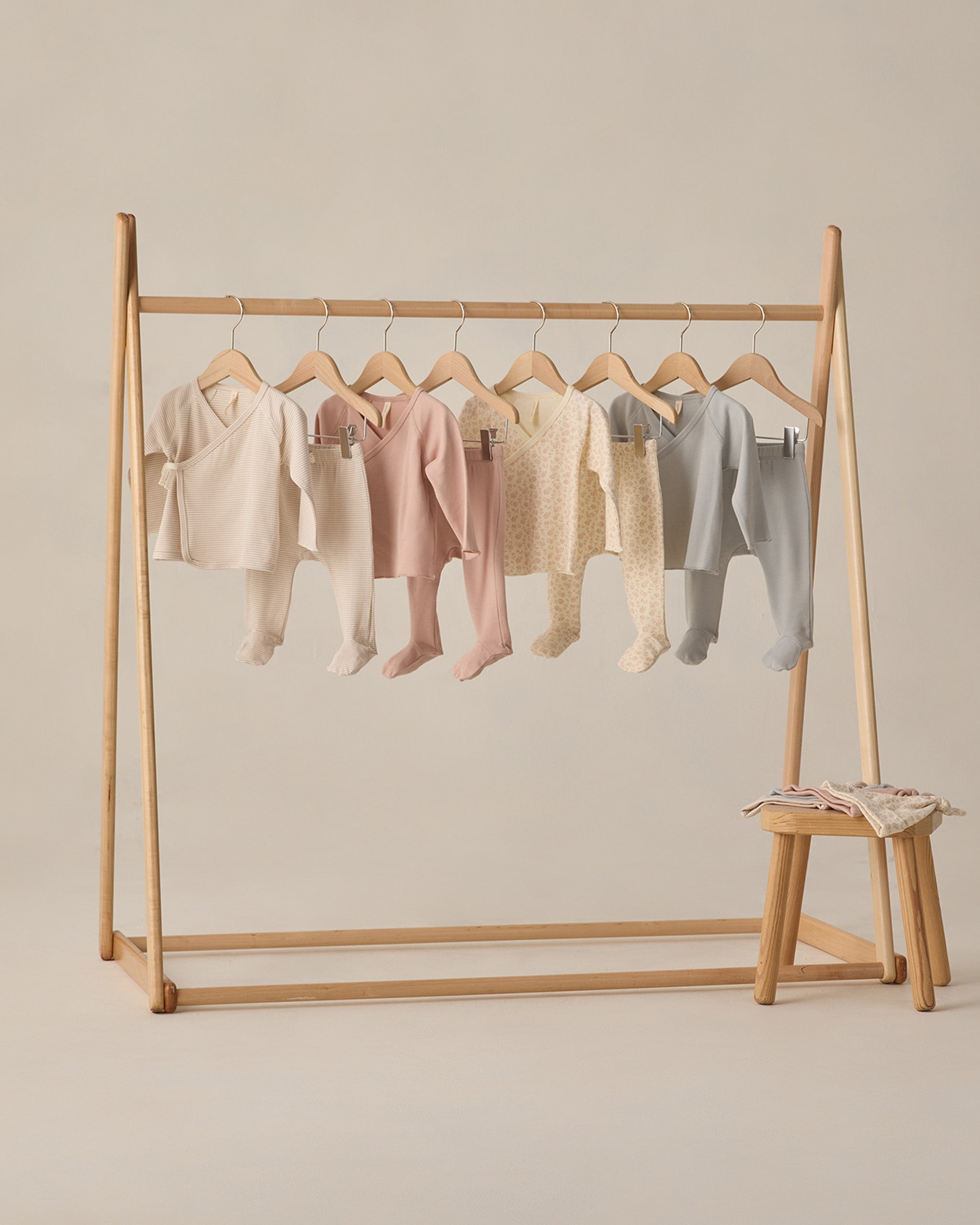 Wrap Top + Footed Pant Set Oat Micro Stripe - Rylee + Cru | Kids Clothes | Trendy Baby Clothes | Modern Infant Outfits |