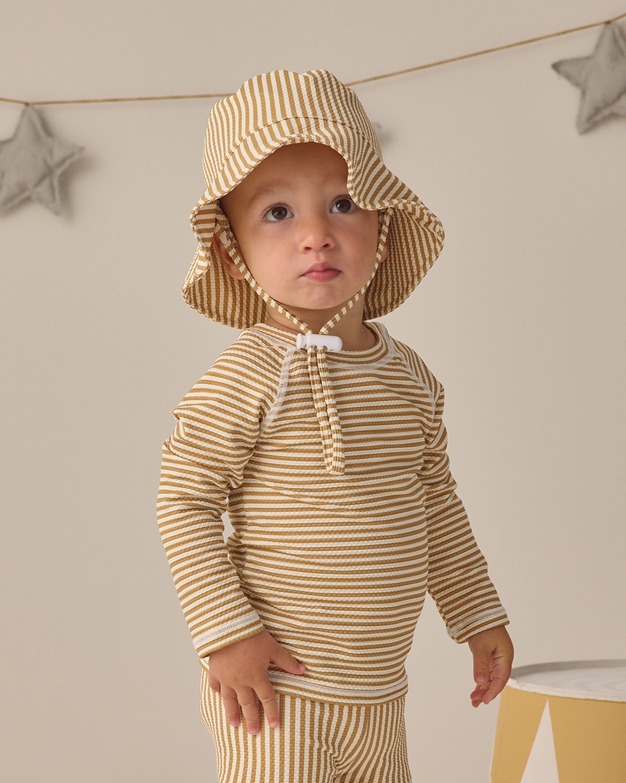 Finn Rashguard + Short Set Honey Stripe Small - Rylee + Cru | Kids Clothes | Trendy Baby Clothes | Modern Infant Outfits |