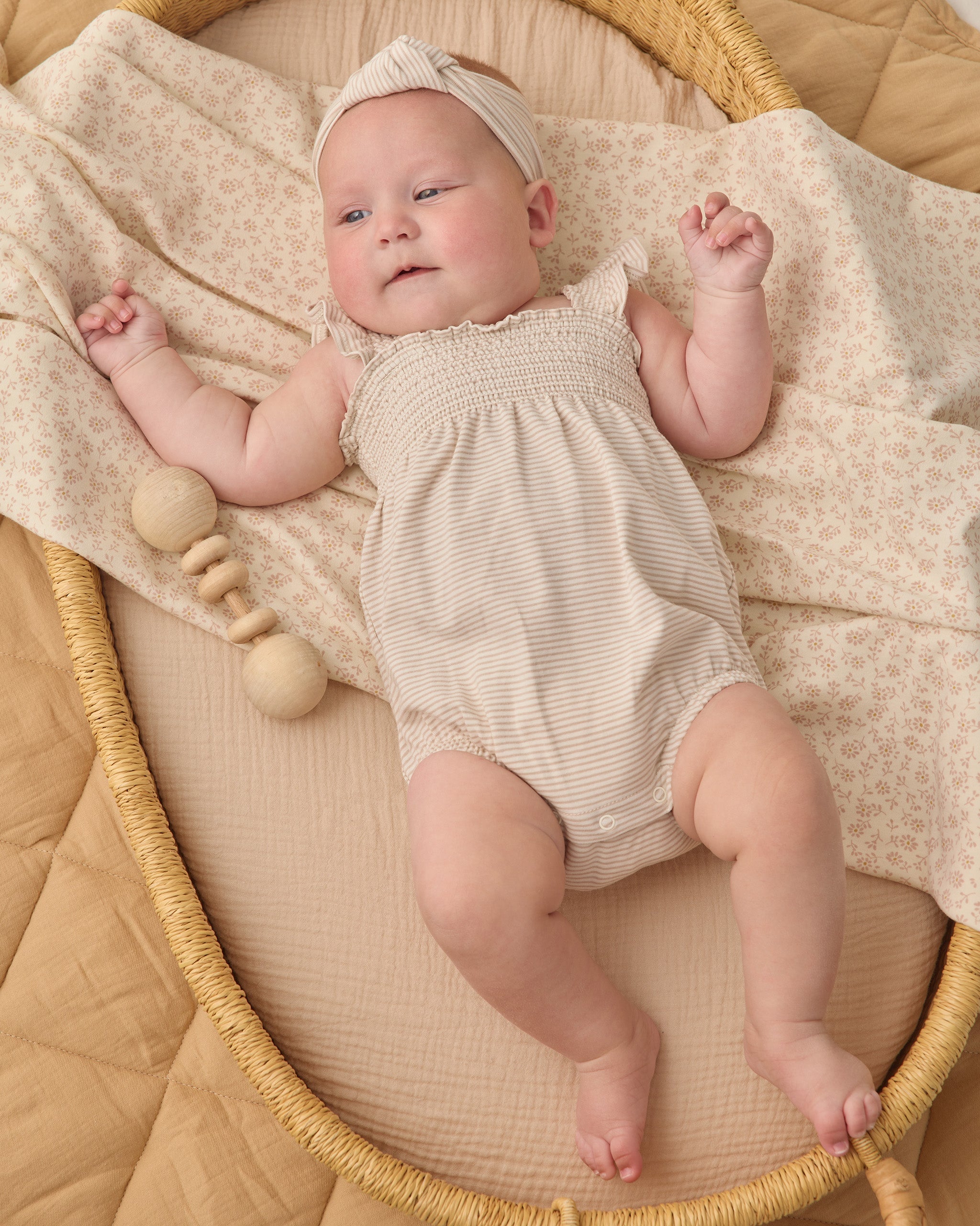 Knotted Headband Oat Micro Stripe - Rylee + Cru | Kids Clothes | Trendy Baby Clothes | Modern Infant Outfits |