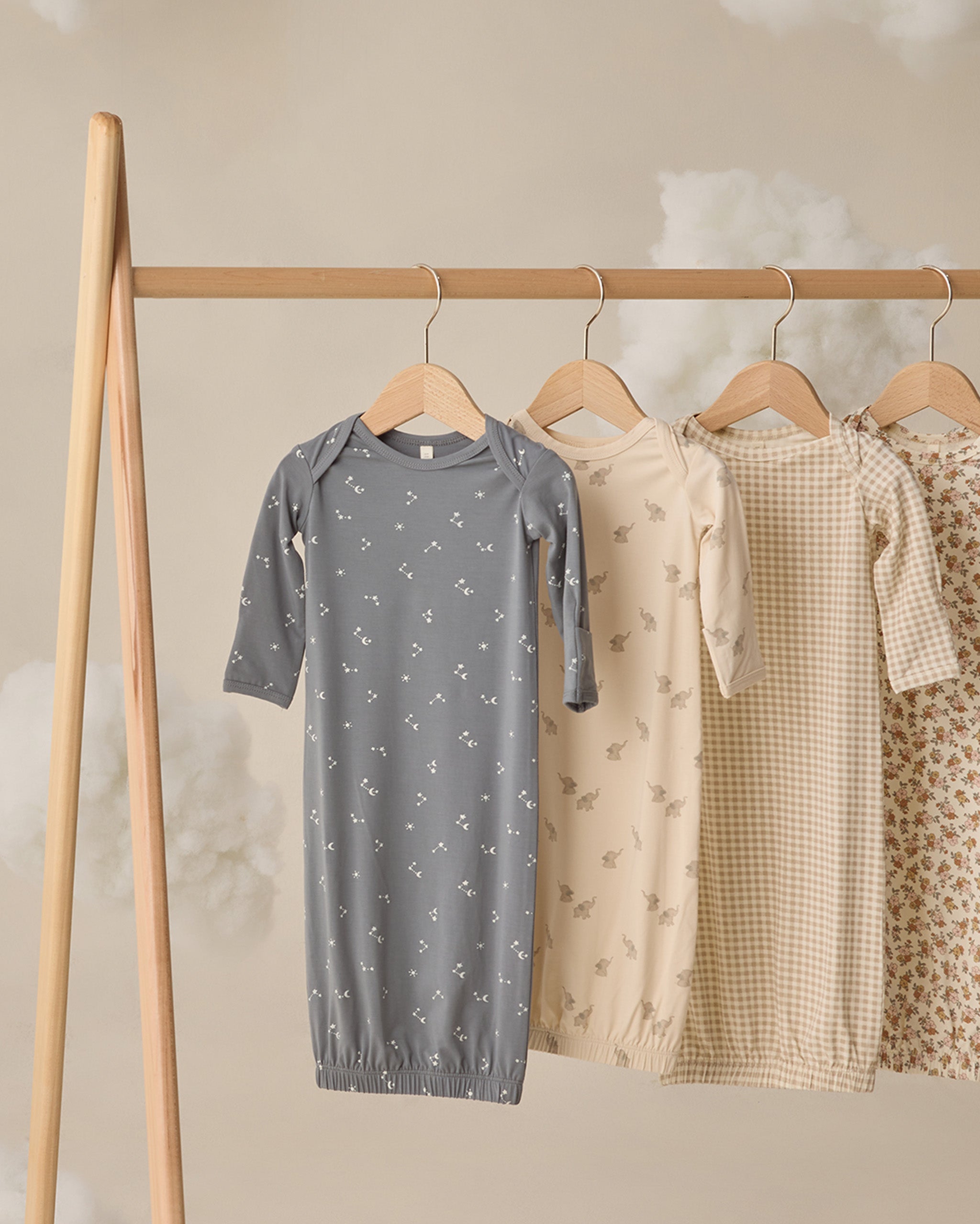Bamboo Baby Gown + Hat Set Starlight - Rylee + Cru | Kids Clothes | Trendy Baby Clothes | Modern Infant Outfits |