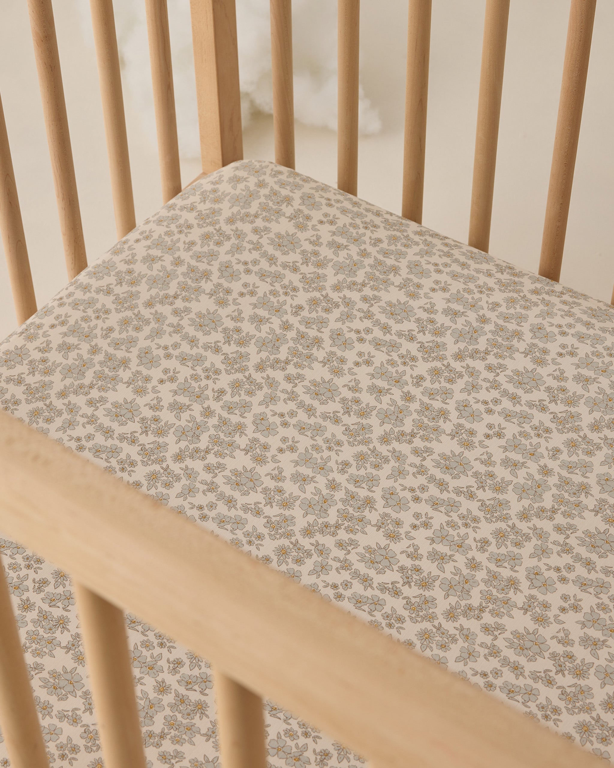Bamboo Crib Sheet Blue Floral - Rylee + Cru | Kids Clothes | Trendy Baby Clothes | Modern Infant Outfits |