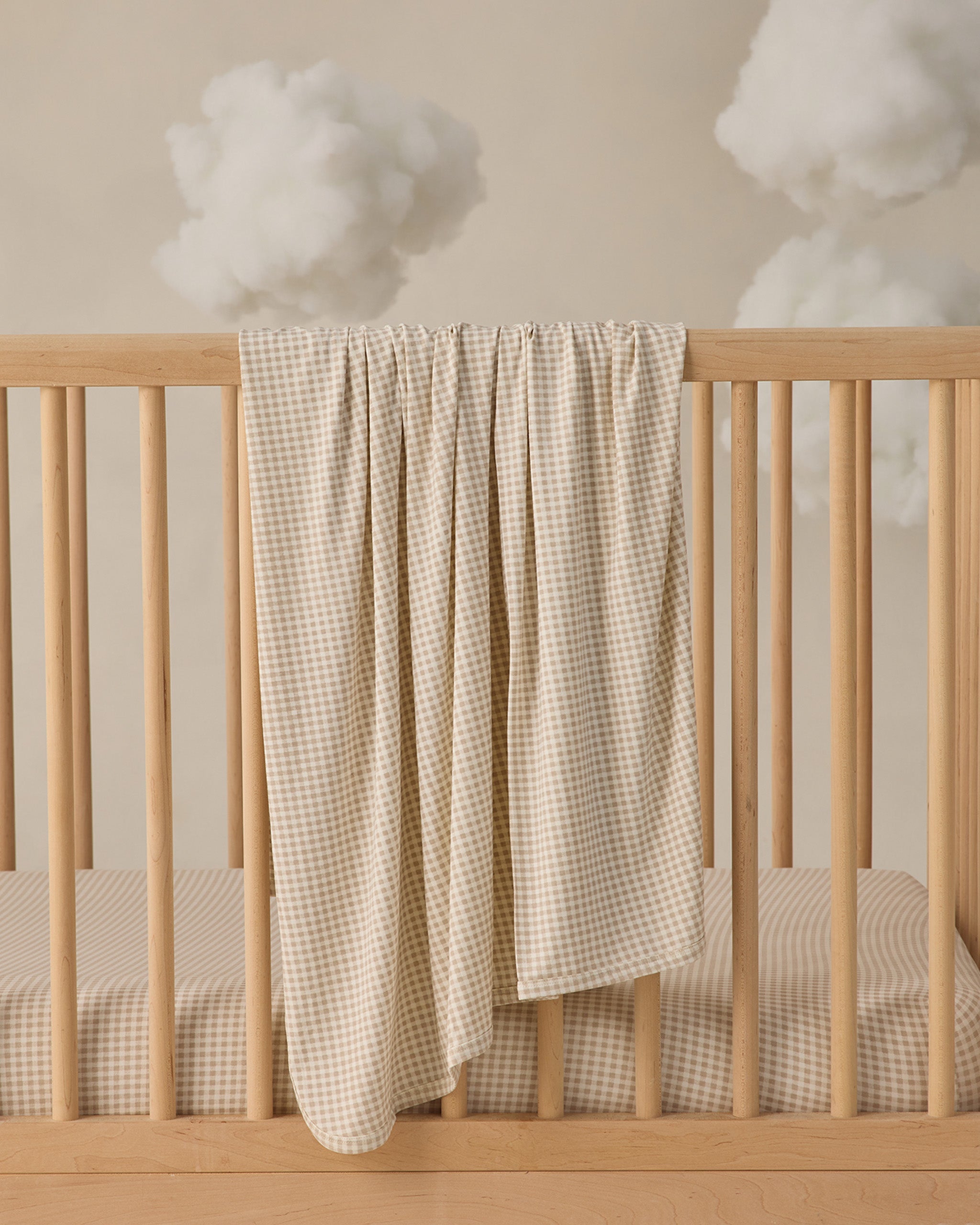 Bamboo Swaddle Oat Gingham - Rylee + Cru | Kids Clothes | Trendy Baby Clothes | Modern Infant Outfits |