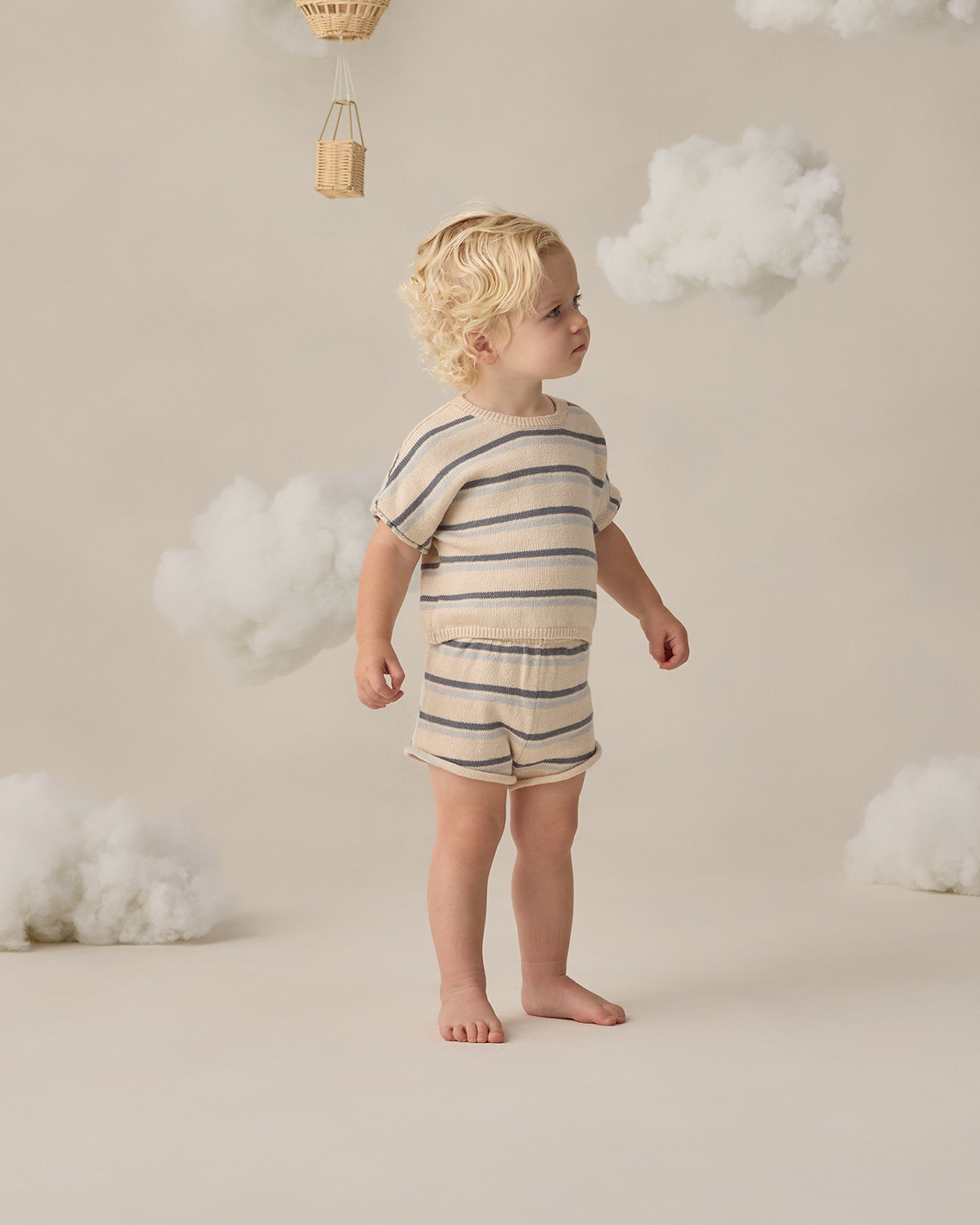 Relaxed Summer Knit Set Ocean Stripe - Rylee + Cru | Kids Clothes | Trendy Baby Clothes | Modern Infant Outfits |