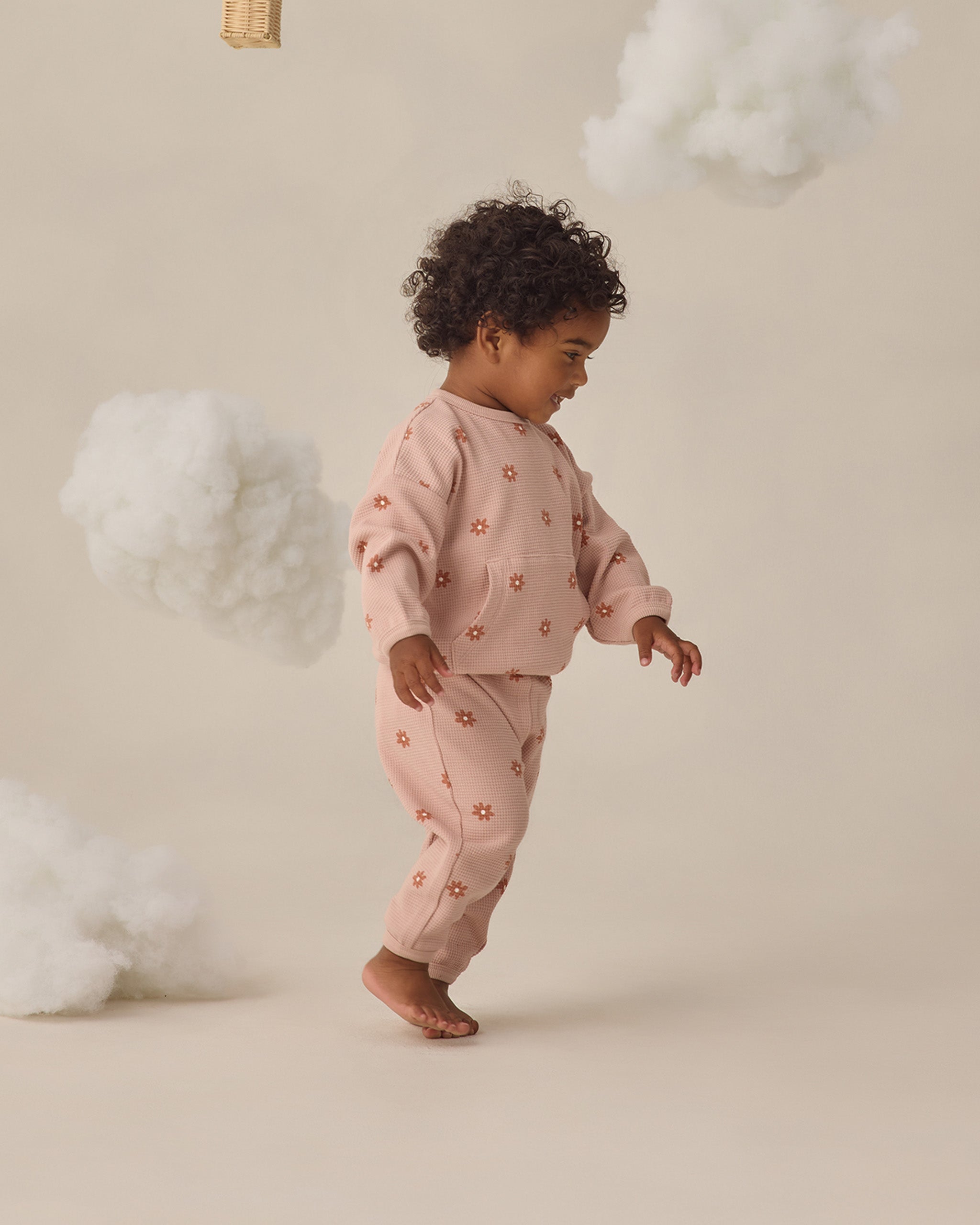 Waffle Sweater Set Pink Daisy - Rylee + Cru | Kids Clothes | Trendy Baby Clothes | Modern Infant Outfits |