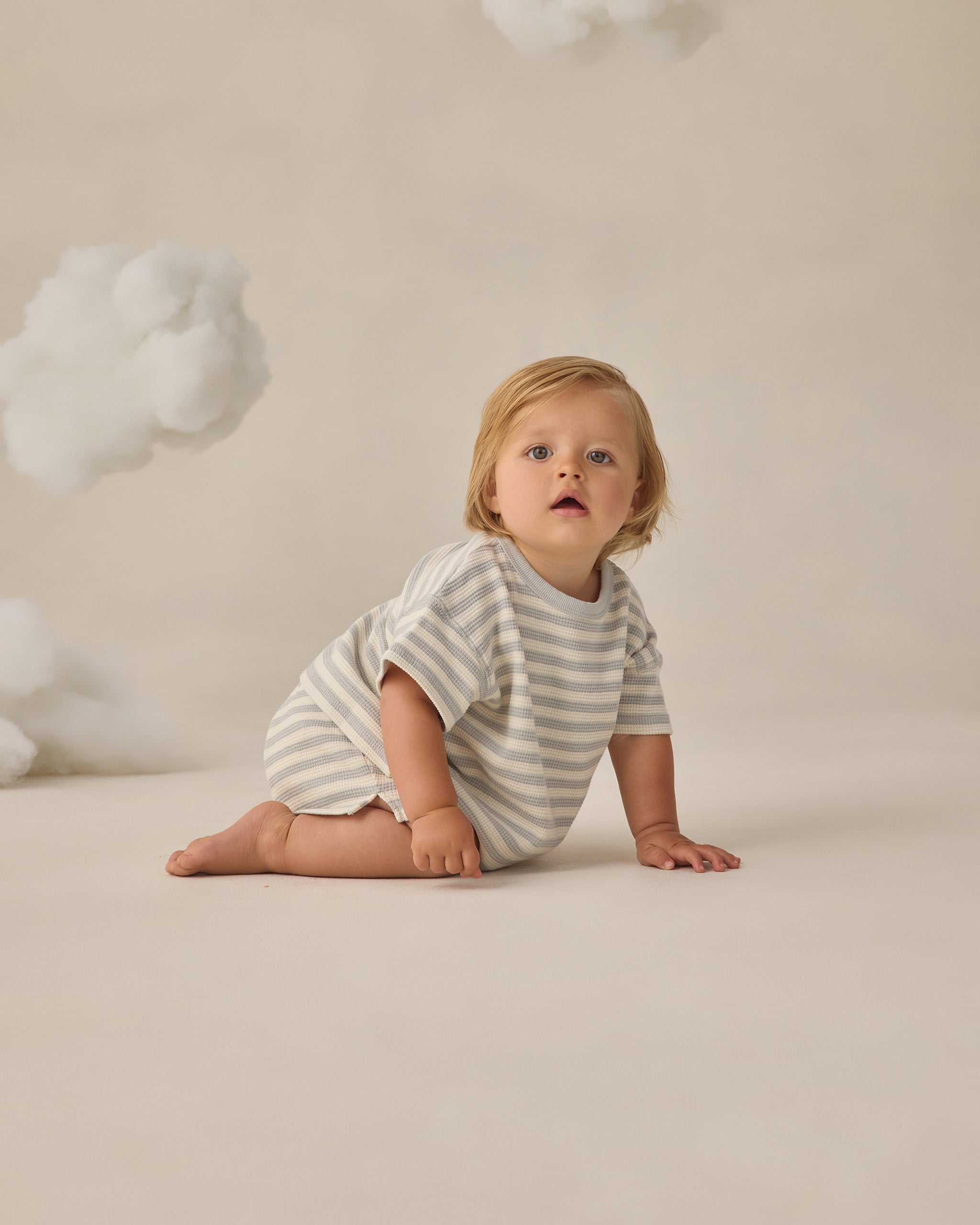 Waffle Tee + Short Set Sky Stripe - Rylee + Cru | Kids Clothes | Trendy Baby Clothes | Modern Infant Outfits |