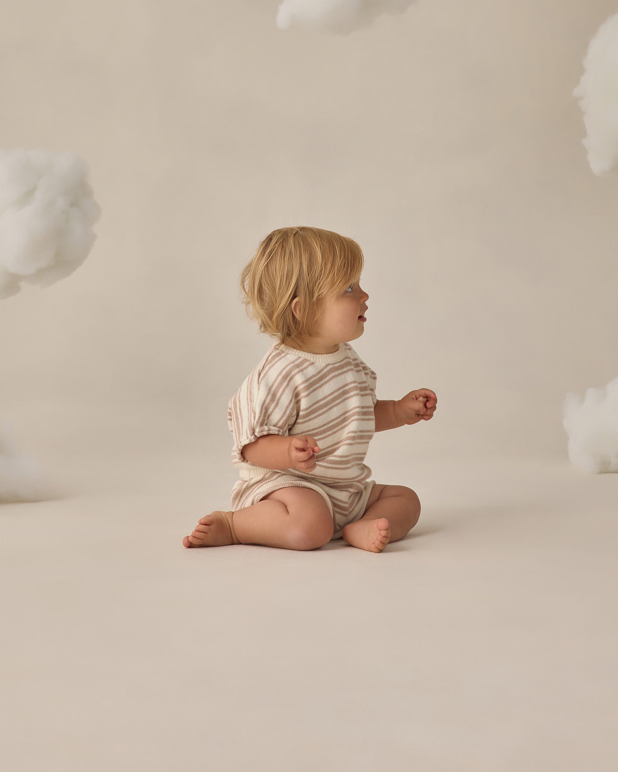 Relaxed Summer Knit Set Oat Stripe - Rylee + Cru | Kids Clothes | Trendy Baby Clothes | Modern Infant Outfits |