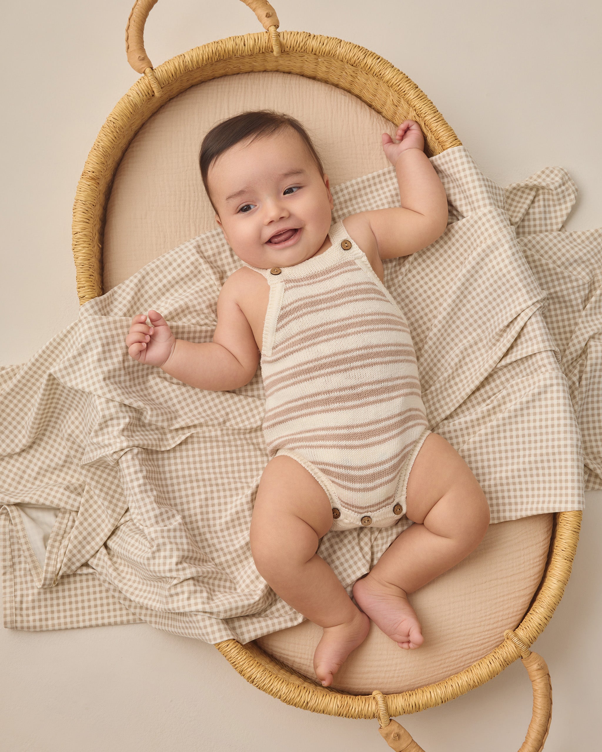 Tatum Romper Oat Stripe - Rylee + Cru | Kids Clothes | Trendy Baby Clothes | Modern Infant Outfits |