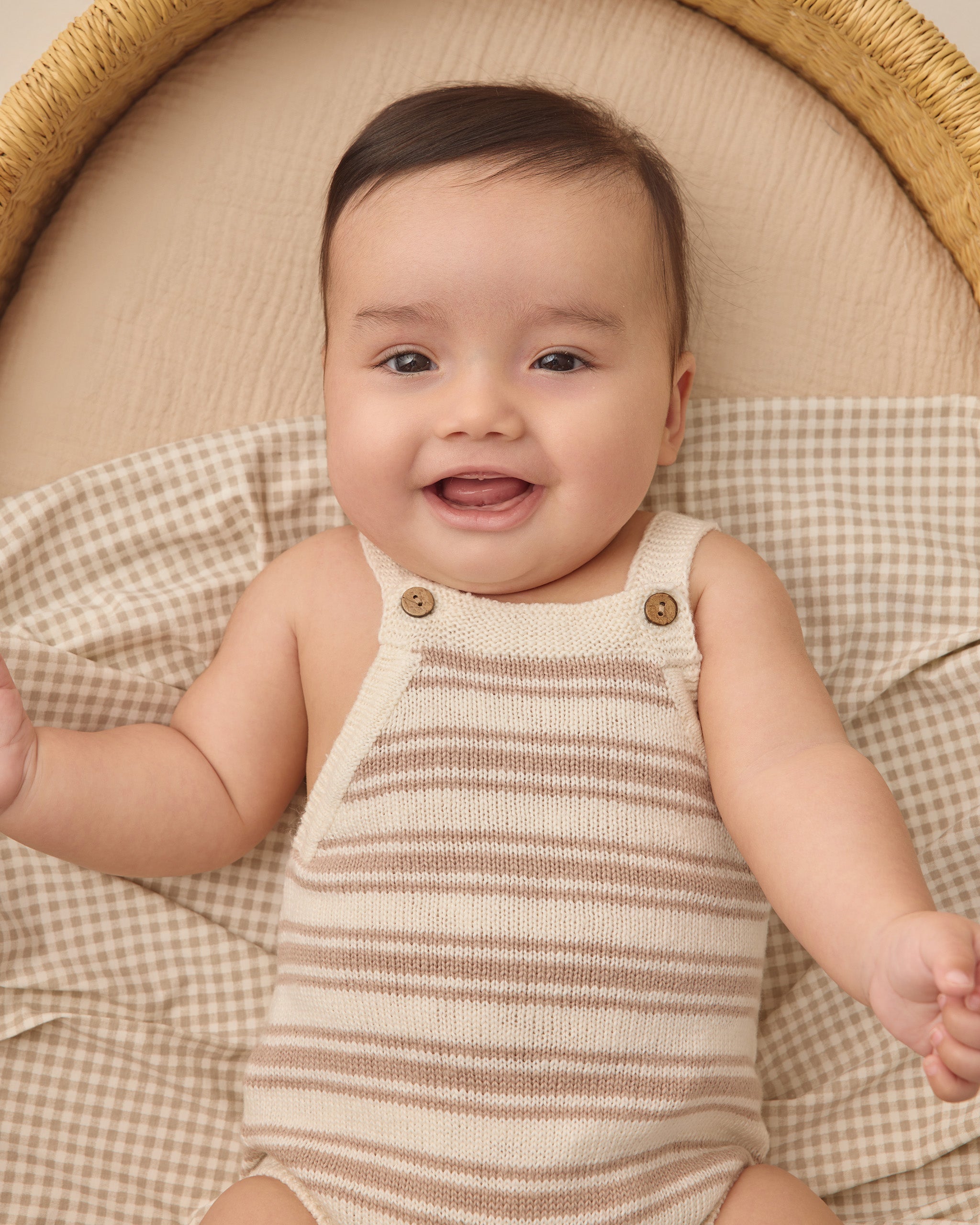 Tatum Romper Oat Stripe - Rylee + Cru | Kids Clothes | Trendy Baby Clothes | Modern Infant Outfits |