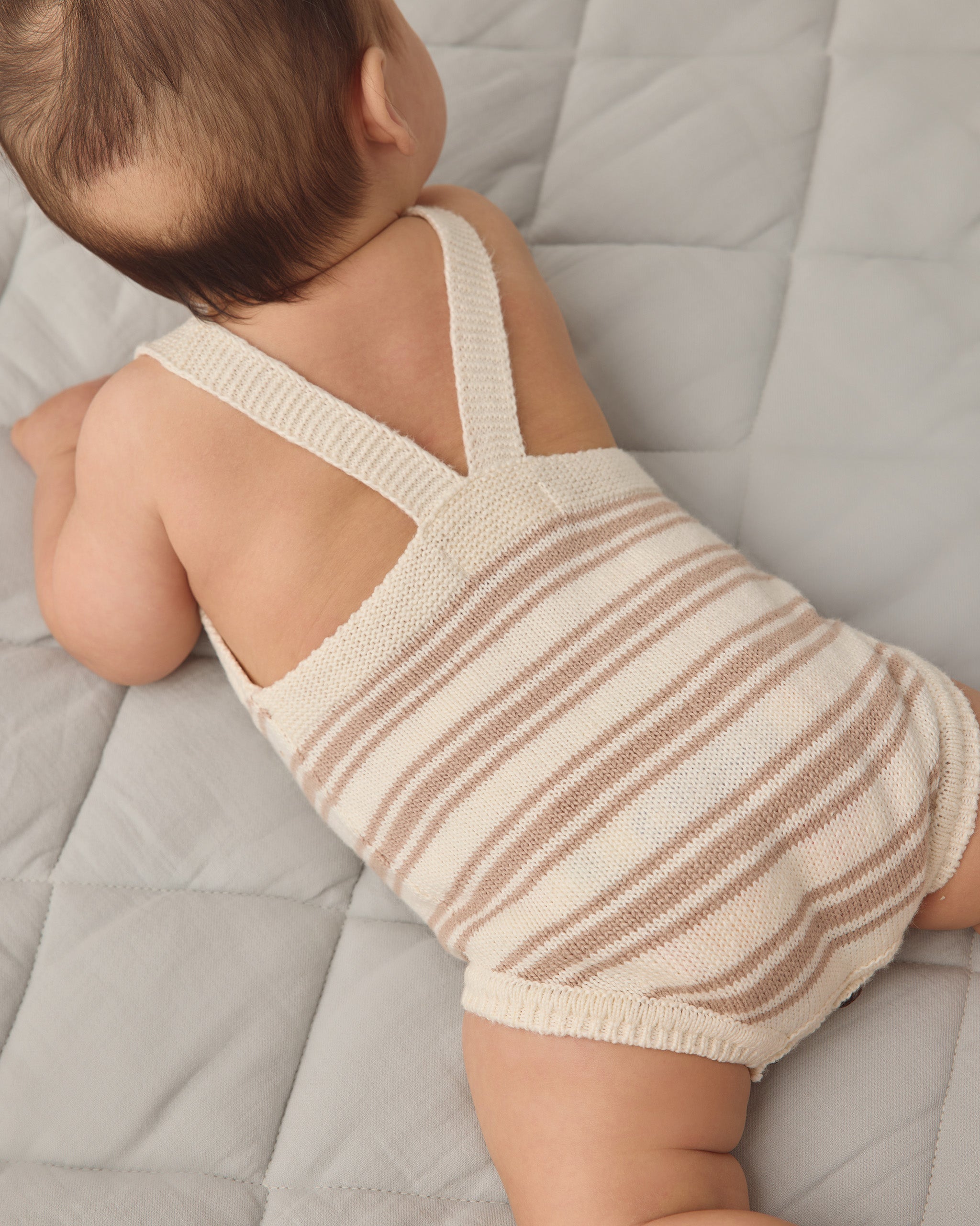 Tatum Romper Oat Stripe - Rylee + Cru | Kids Clothes | Trendy Baby Clothes | Modern Infant Outfits |