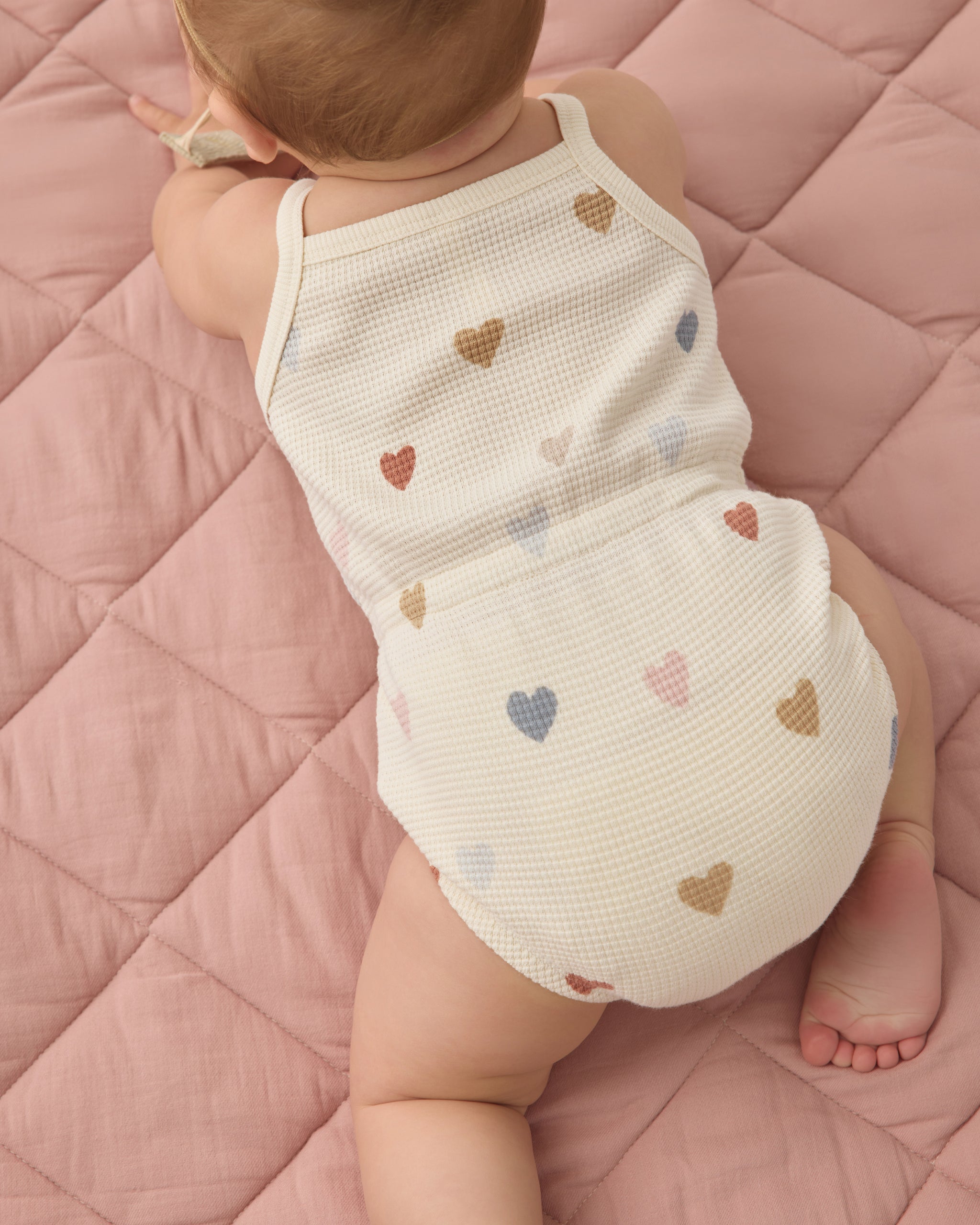 Waffle Cinch Romper Confetti Hearts - Rylee + Cru | Kids Clothes | Trendy Baby Clothes | Modern Infant Outfits |