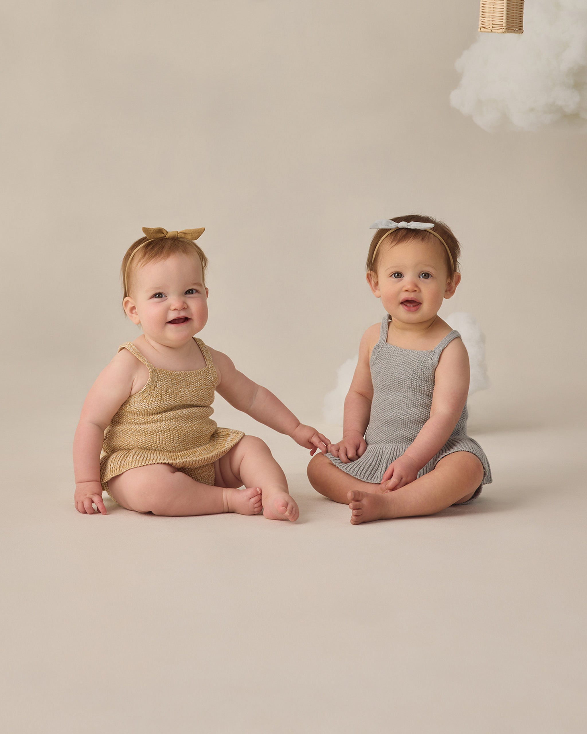 Knit Ruffle Romper Heathered Honey - Rylee + Cru | Kids Clothes | Trendy Baby Clothes | Modern Infant Outfits |
