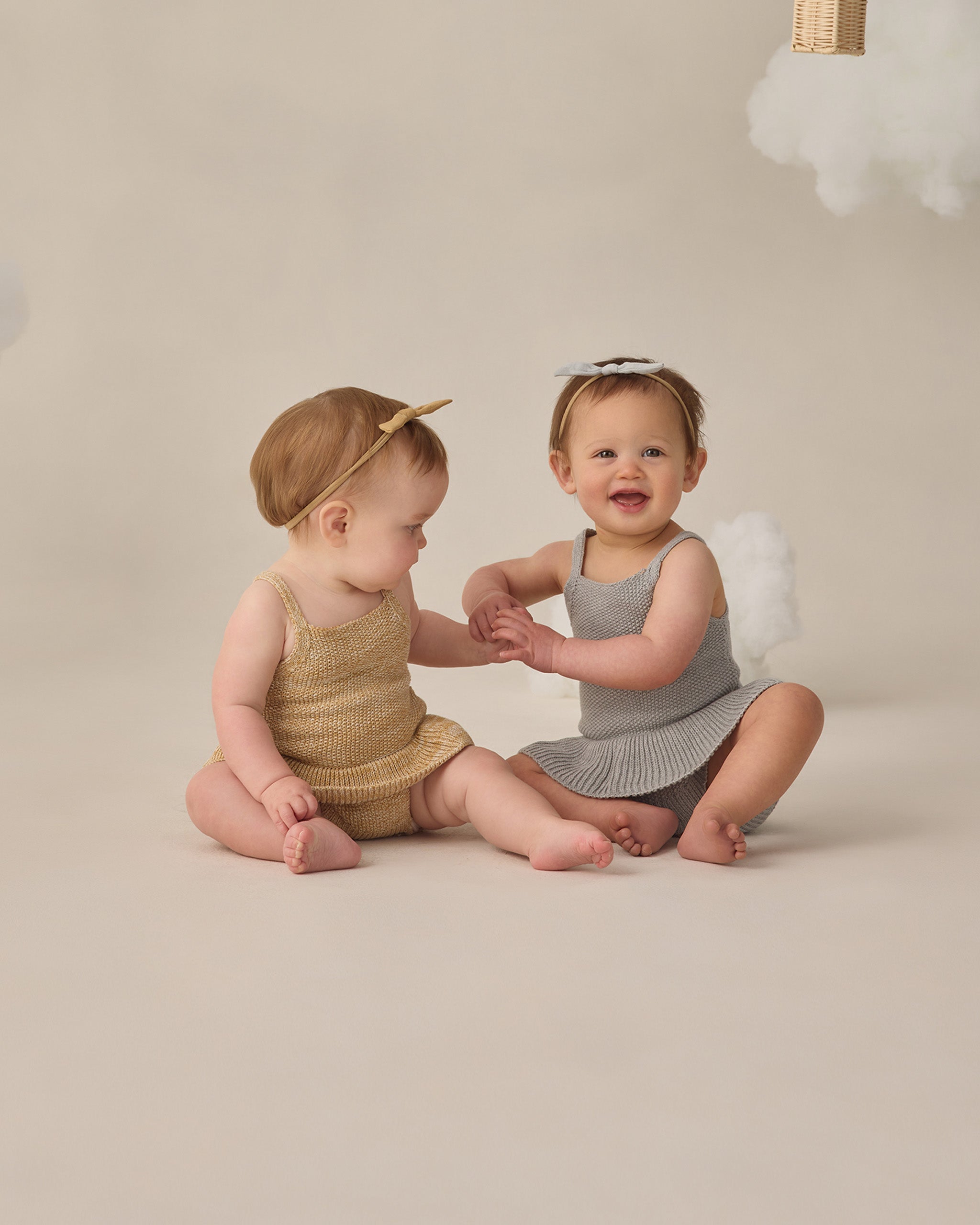 Knit Ruffle Romper Heathered Honey - Rylee + Cru | Kids Clothes | Trendy Baby Clothes | Modern Infant Outfits |