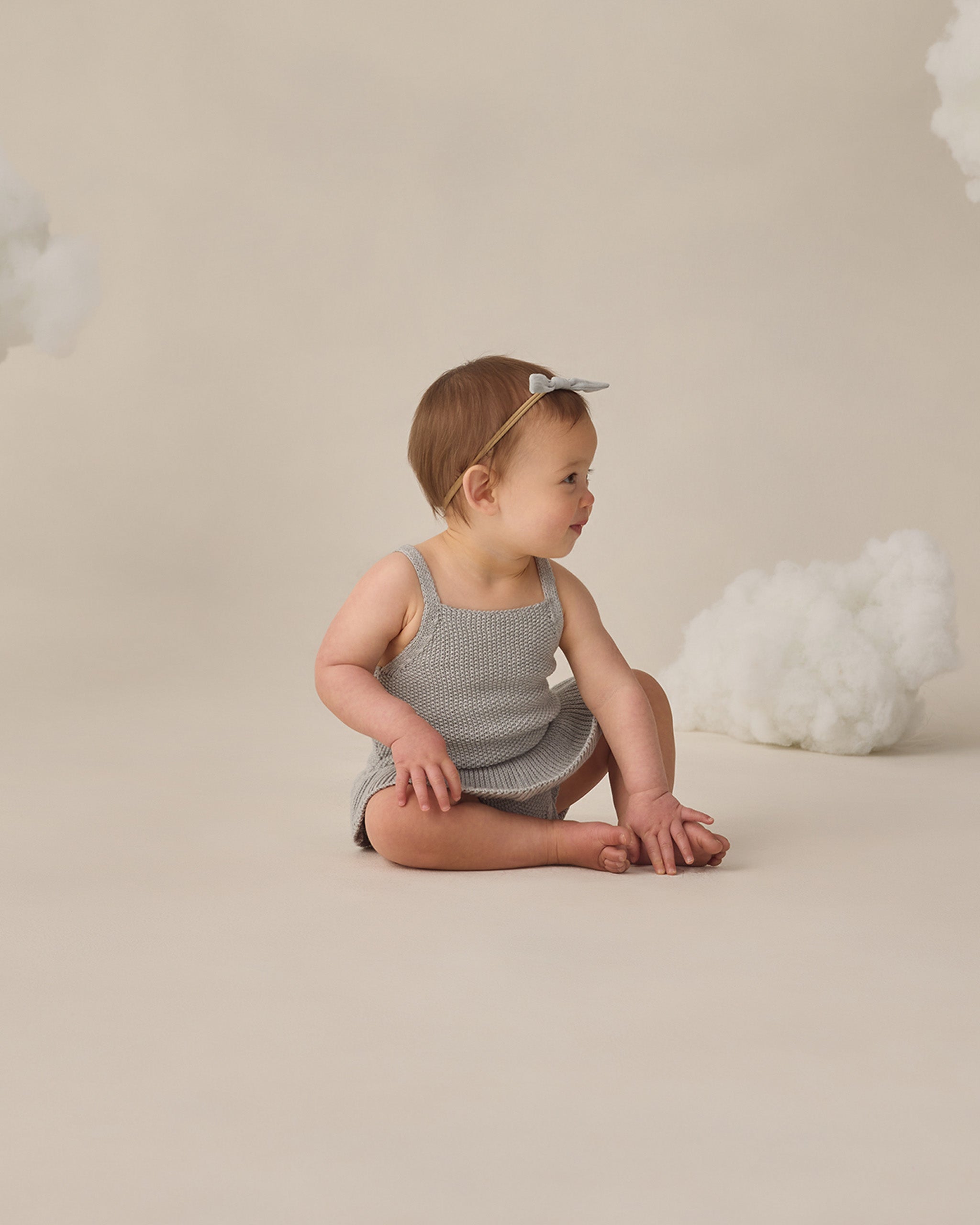 Knit Ruffle Romper Heathered Sky - Rylee + Cru | Kids Clothes | Trendy Baby Clothes | Modern Infant Outfits |