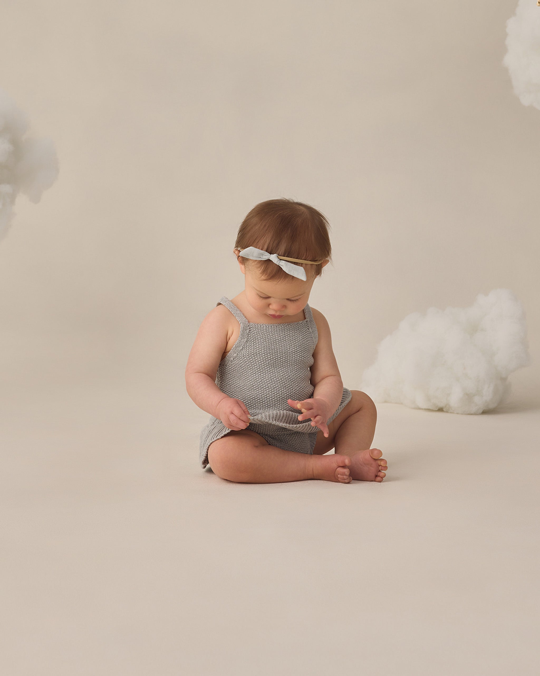 Knit Ruffle Romper Heathered Sky - Rylee + Cru | Kids Clothes | Trendy Baby Clothes | Modern Infant Outfits |