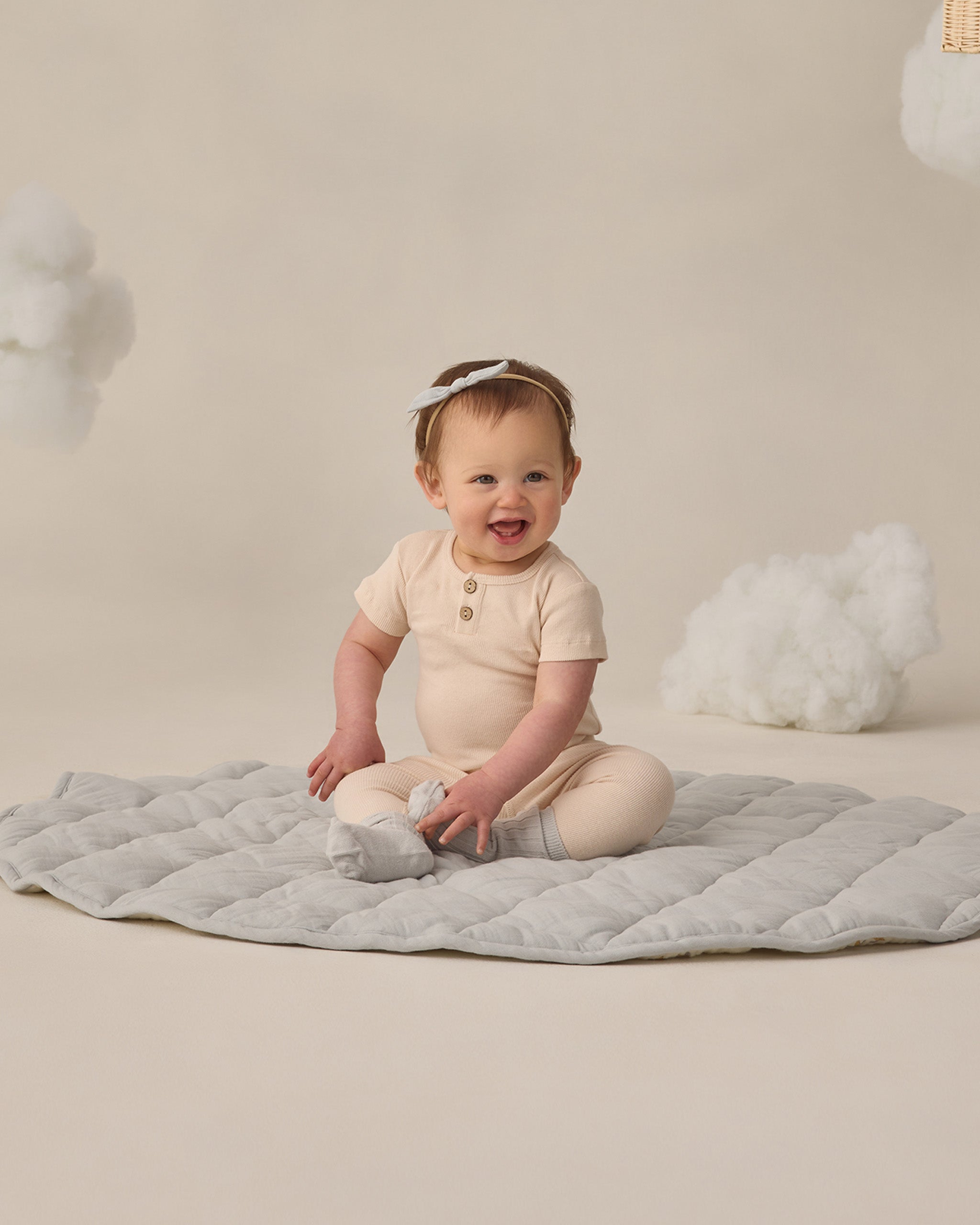 Ribbed Henley Bodysuit Ecru - Rylee + Cru | Kids Clothes | Trendy Baby Clothes | Modern Infant Outfits |