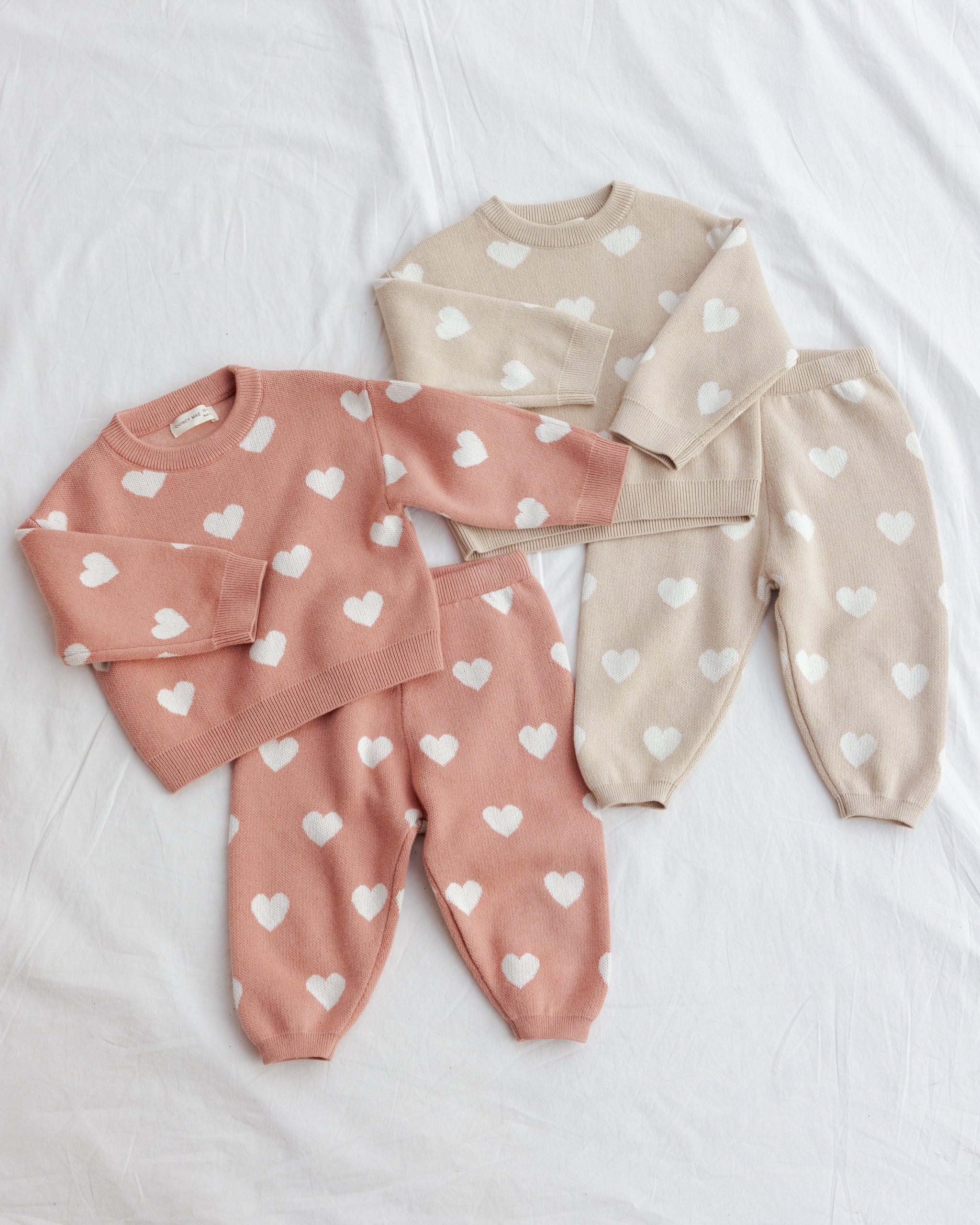 Heart Knit Sweater Pink