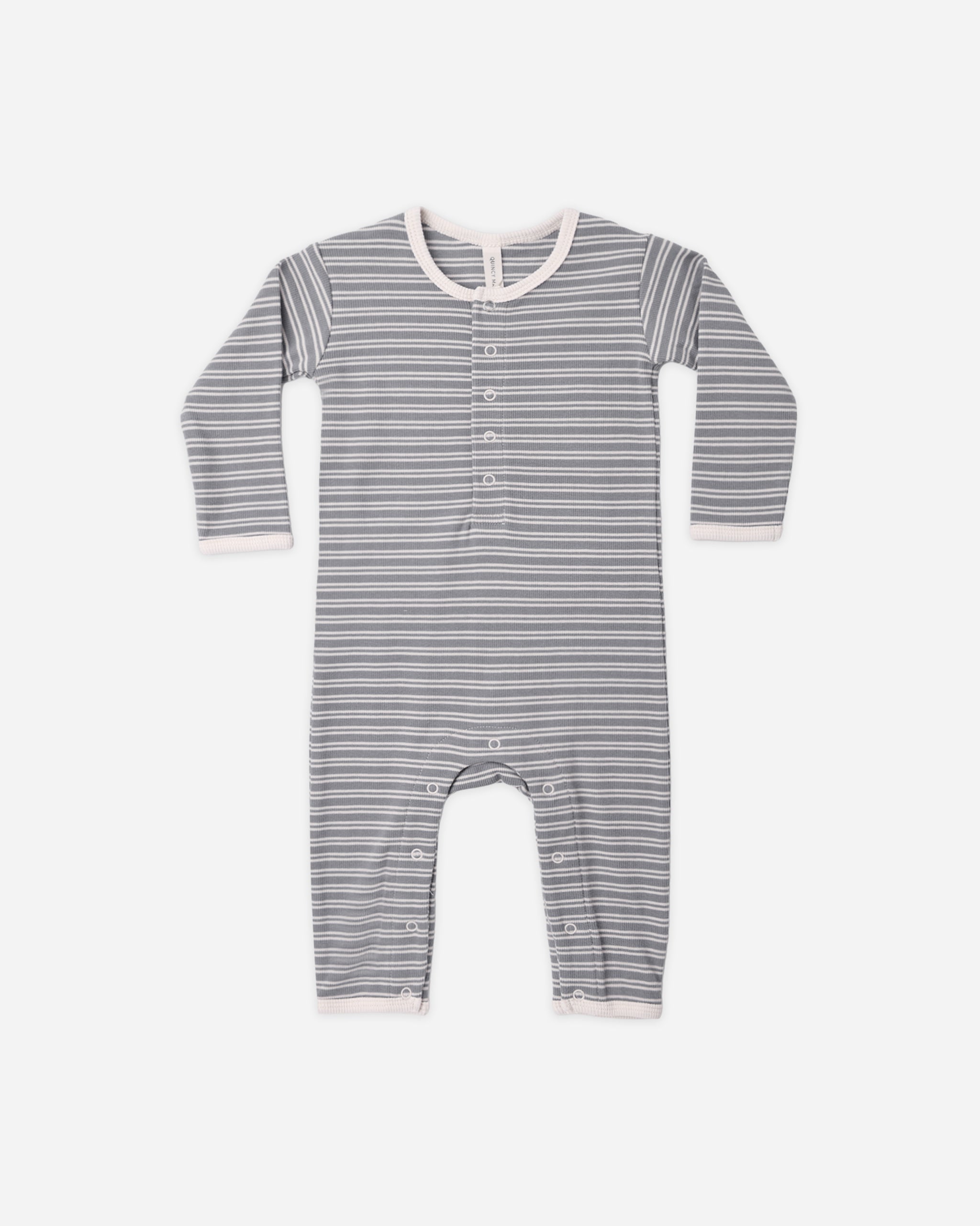 Ribbed Baby Jumpsuit Slate Microstripe - Rylee + Cru | Kids Clothes | Trendy Baby Clothes | Modern Infant Outfits |