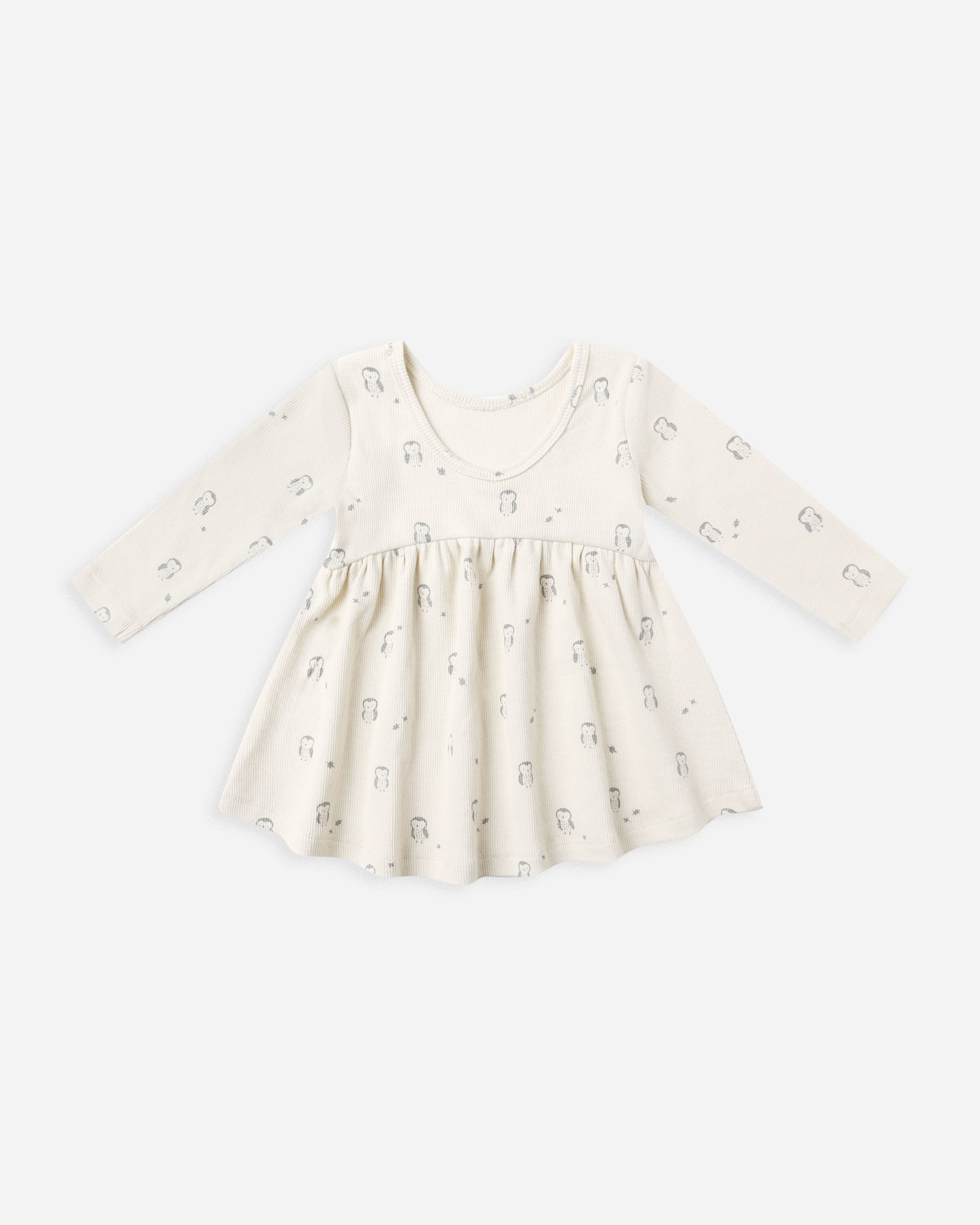 Ribbed Long Sleeve Dress || Owls