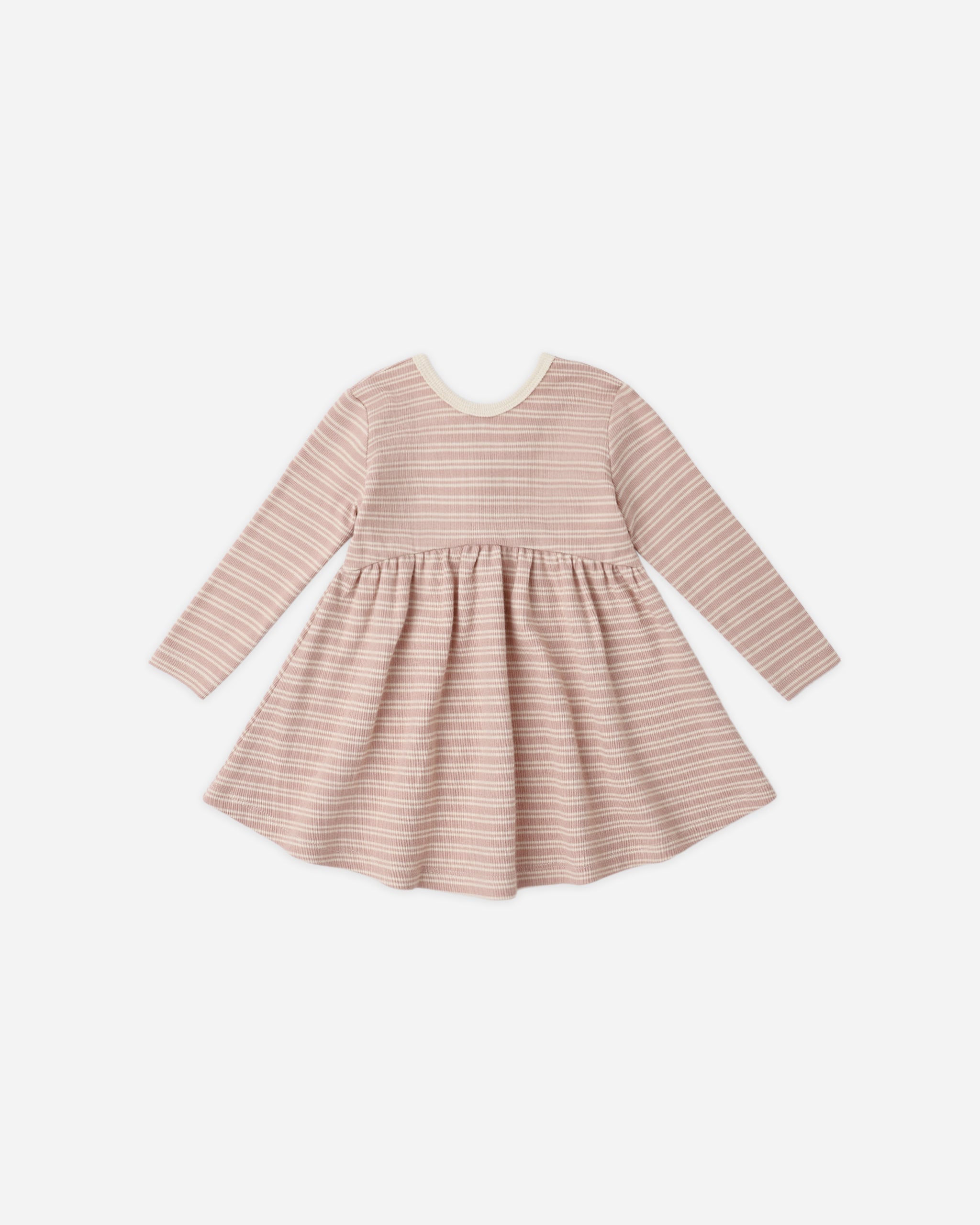 Ribbed Long Sleeve Dress Dusty Rose Microstripe - Rylee + Cru | Kids Clothes | Trendy Baby Clothes | Modern Infant Outfits |