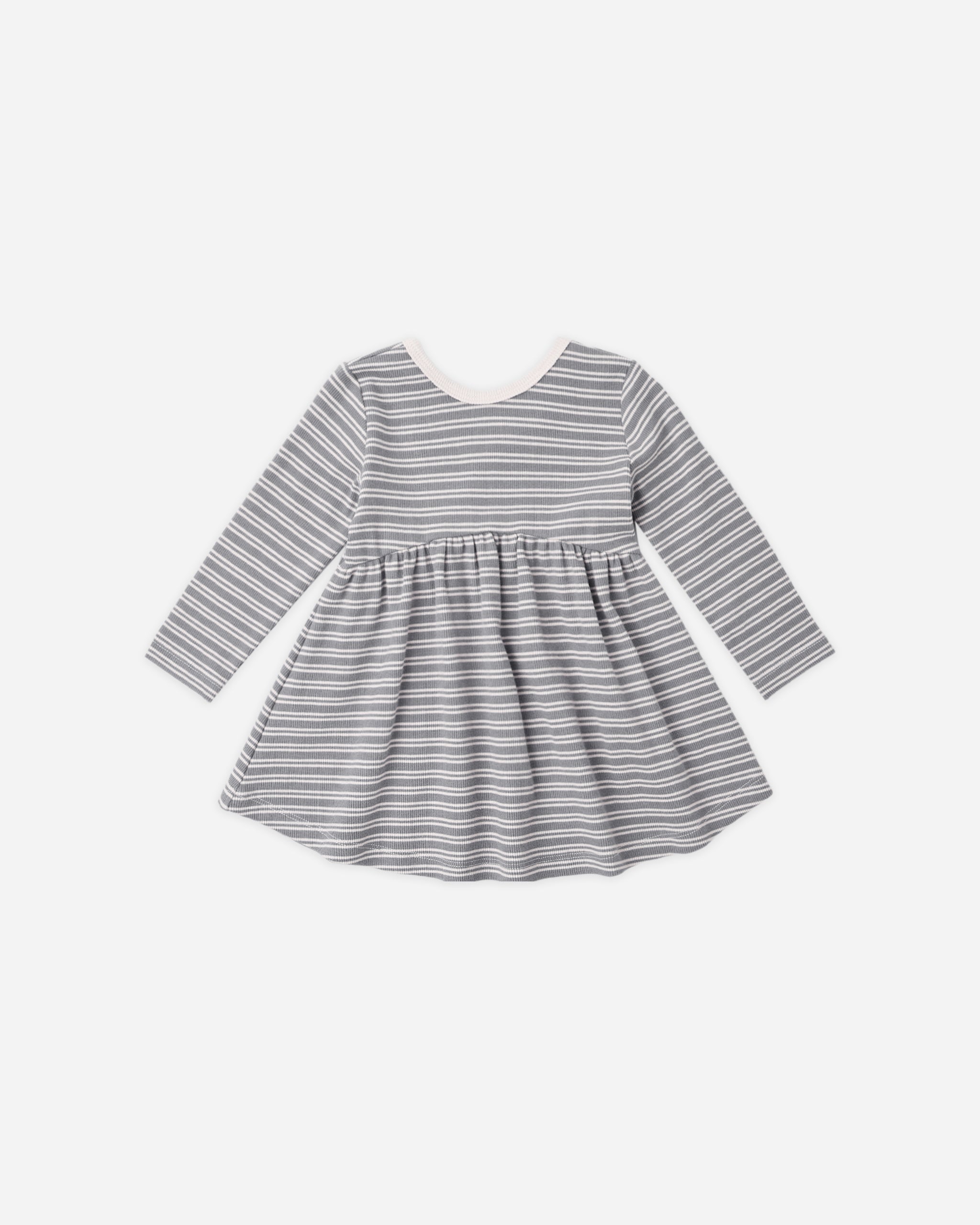 Ribbed Long Sleeve Dress Slate Microstripe - Rylee + Cru | Kids Clothes | Trendy Baby Clothes | Modern Infant Outfits |