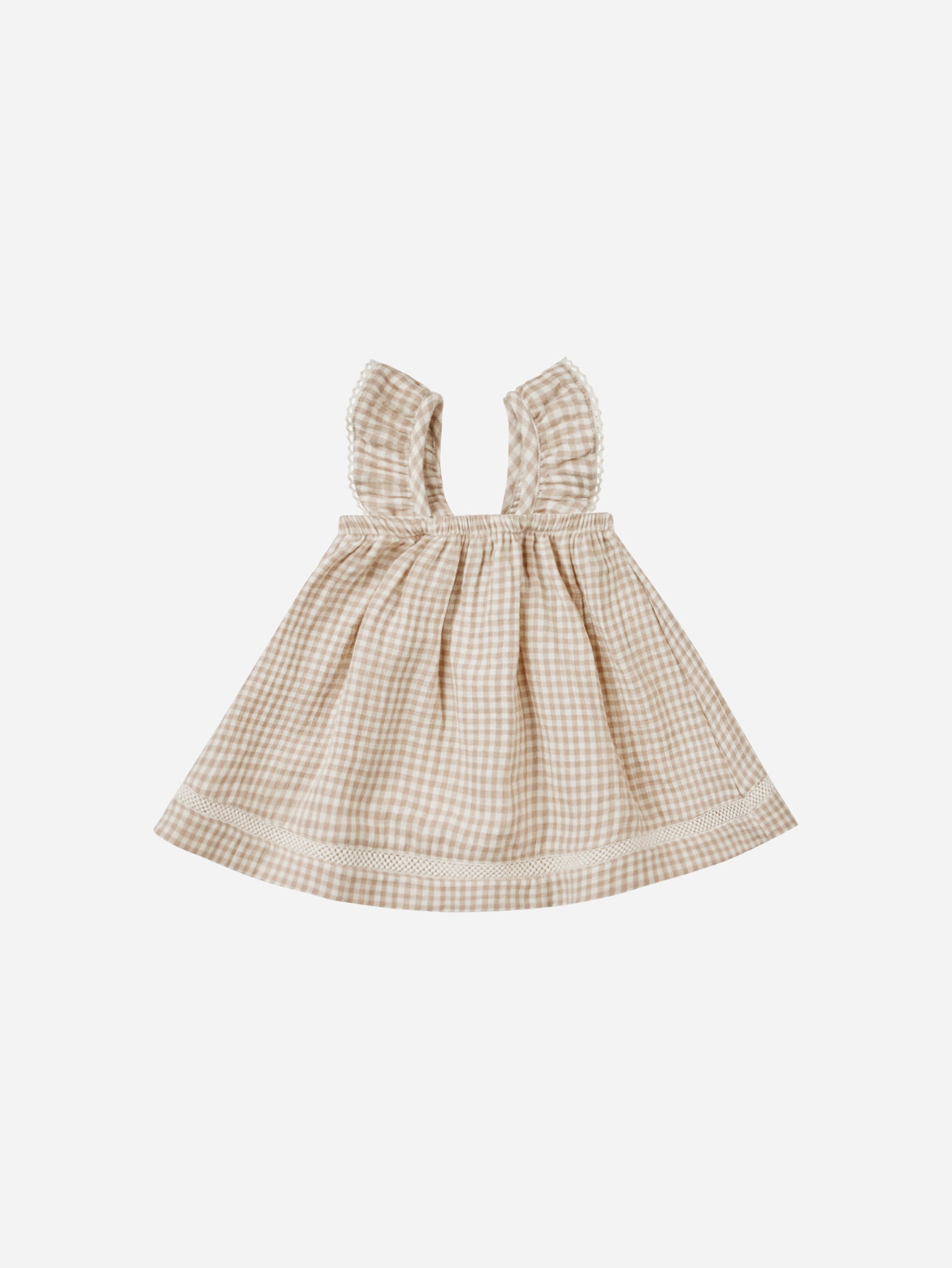 Ruffle Tank Dress || Oat Gingham - Rylee + Cru | Kids Clothes | Trendy Baby Clothes | Modern Infant Outfits |