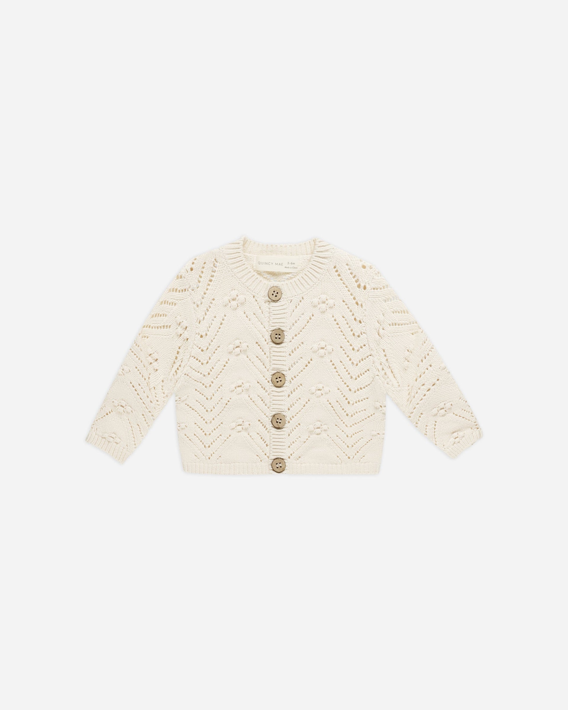 Quincy Mae Scalloped Cardigan - Natural