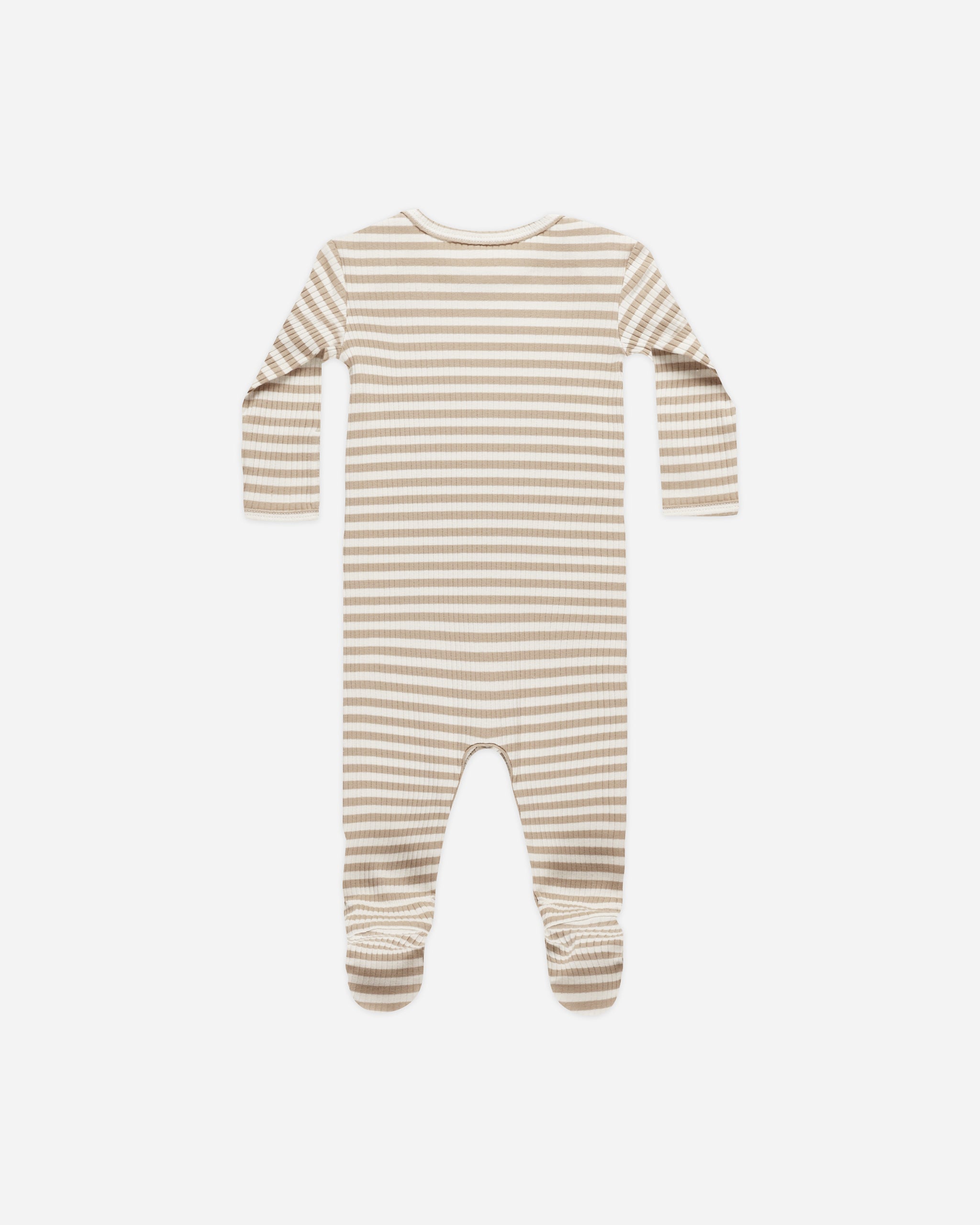 Ribbed Footie || Latte Stripe