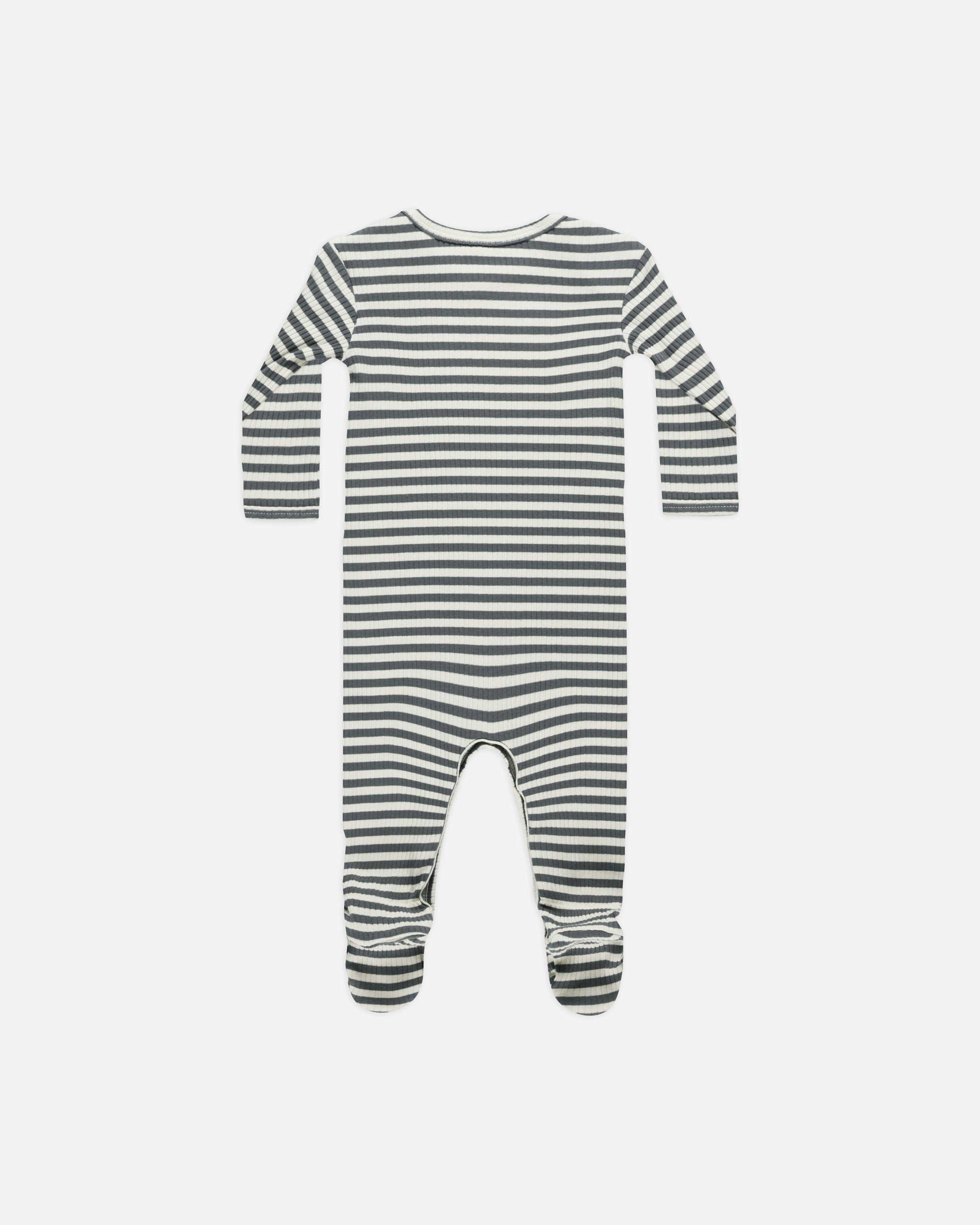 Ribbed Footie || Indigo Stripe