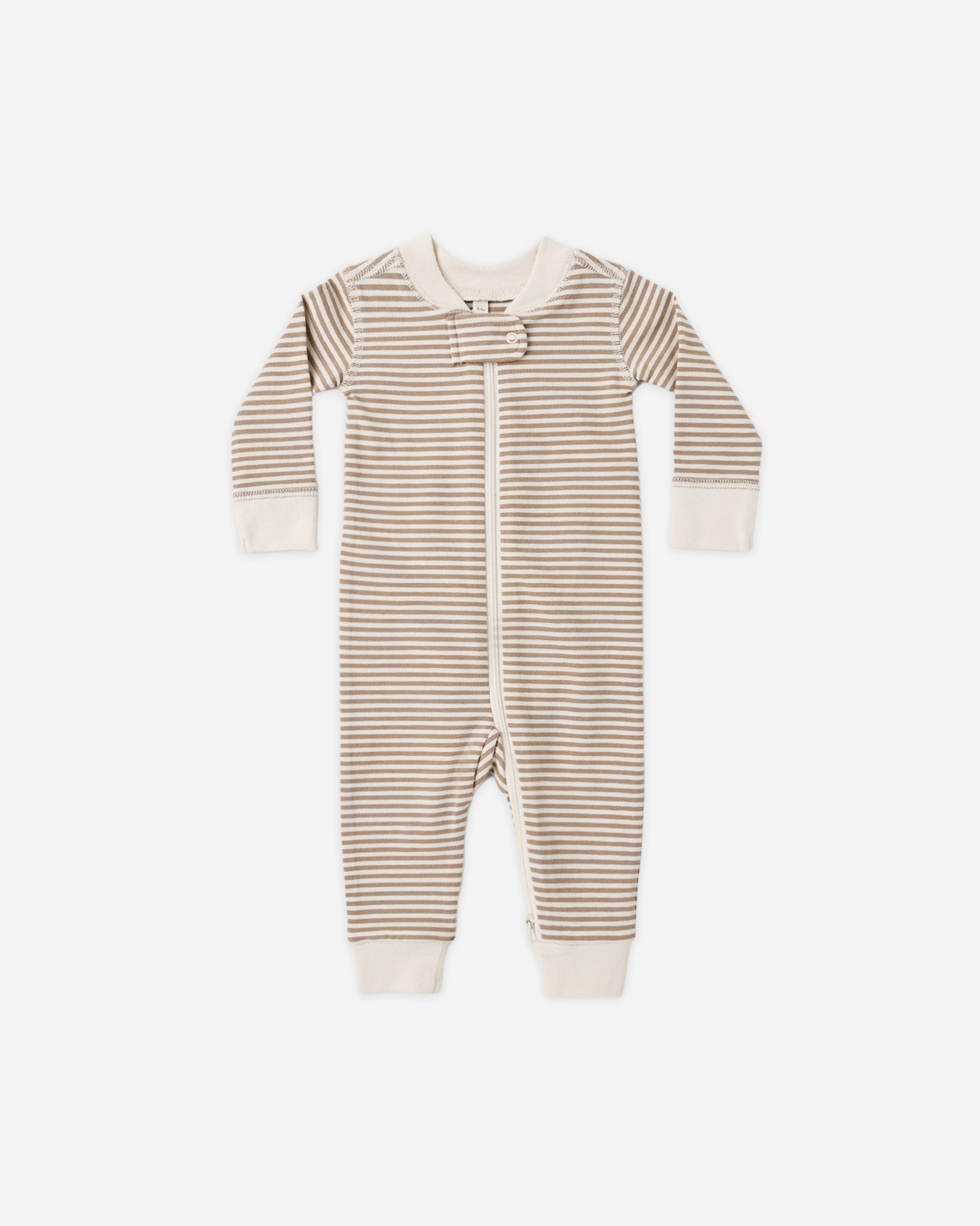 Zip Long Sleeve Sleeper Almond Stripe - Rylee + Cru | Kids Clothes | Trendy Baby Clothes | Modern Infant Outfits |