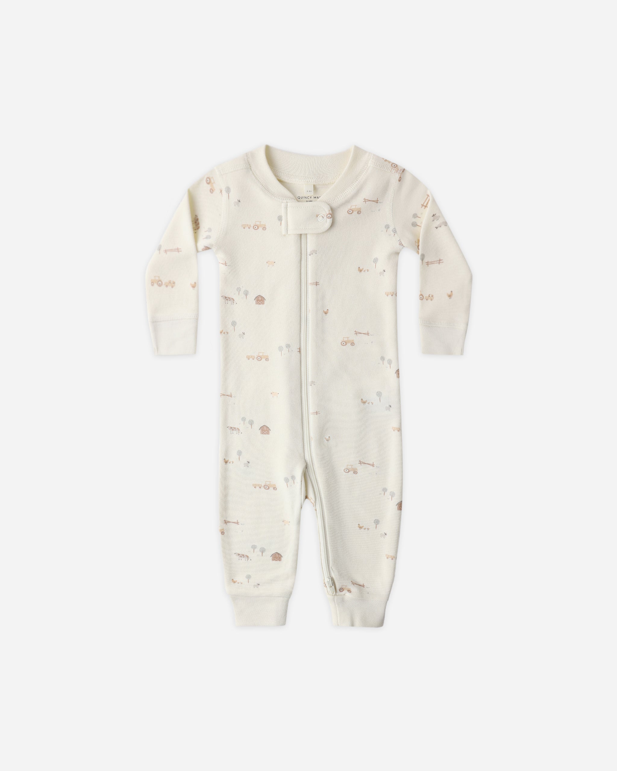 Zip Longsleeve Sleeper Farm - Rylee + Cru | Kids Clothes | Trendy Baby Clothes | Modern Infant Outfits |