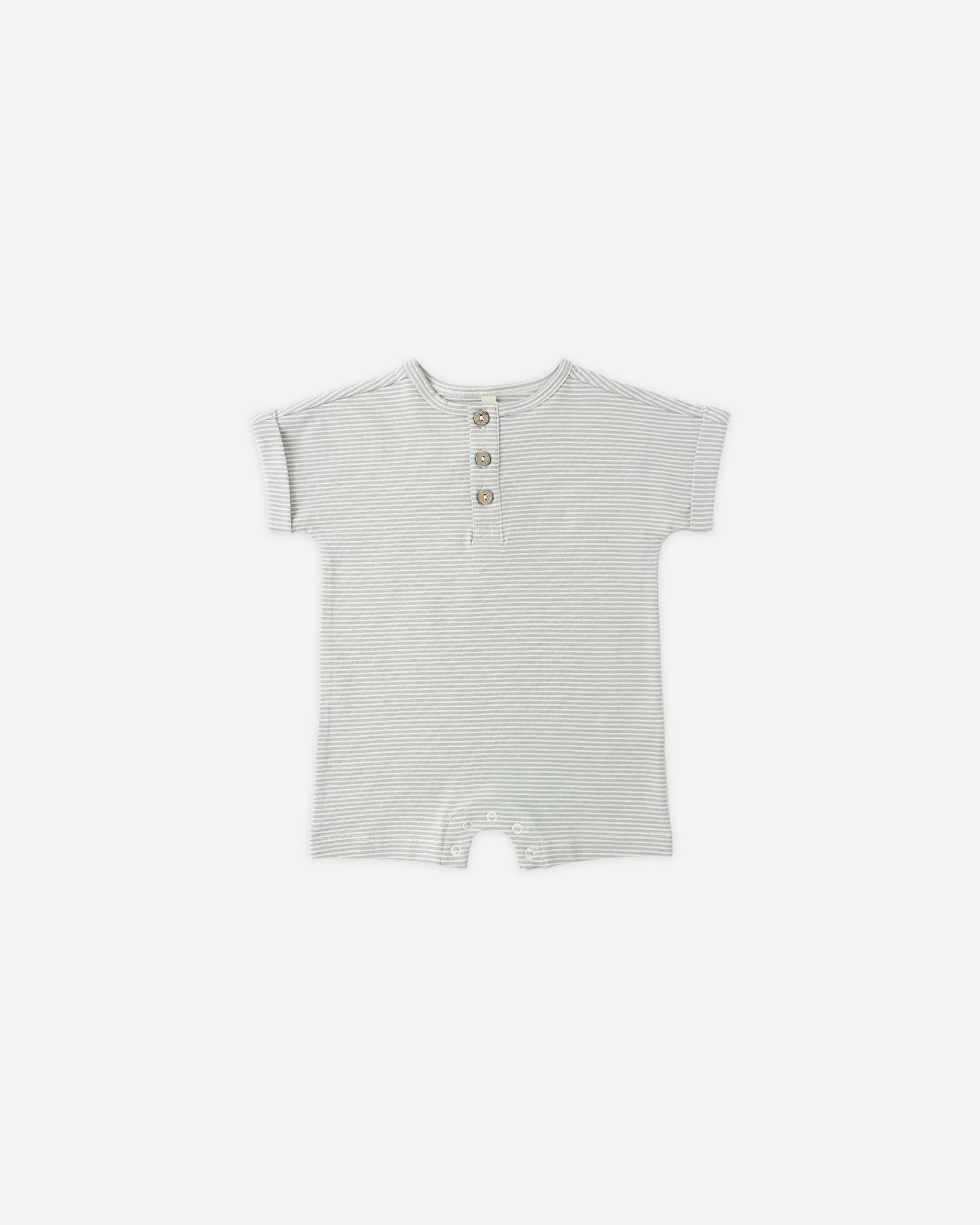 Short Sleeve One-Piece Sage Micro Stripe - Rylee + Cru | Kids Clothes | Trendy Baby Clothes | Modern Infant Outfits |