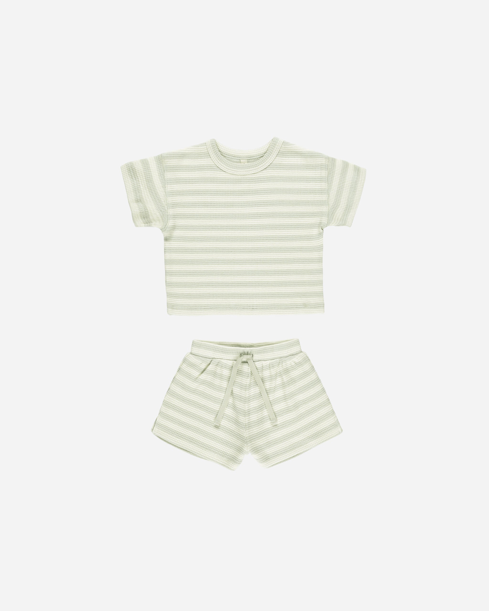 Waffle Tee + Short Set || Mint Stripe