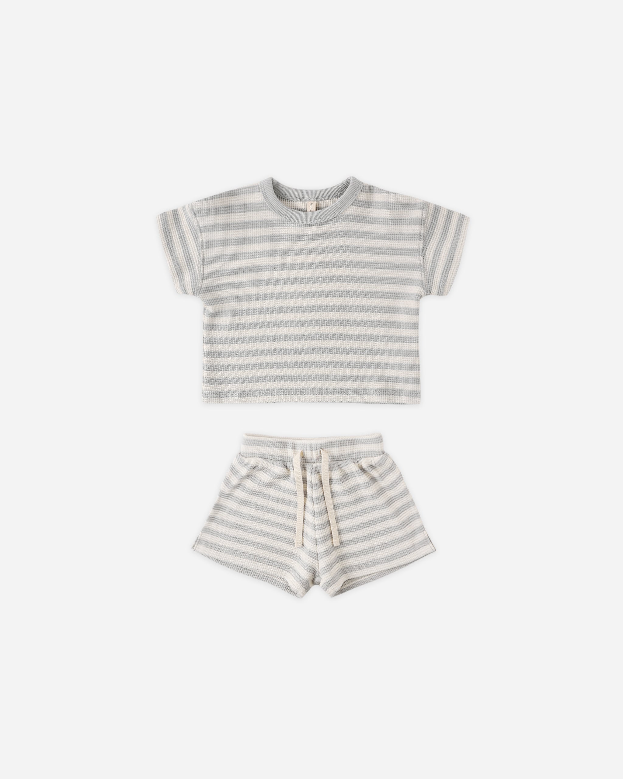 Waffle Tee + Short Set Sky Stripe - Rylee + Cru | Kids Clothes | Trendy Baby Clothes | Modern Infant Outfits |