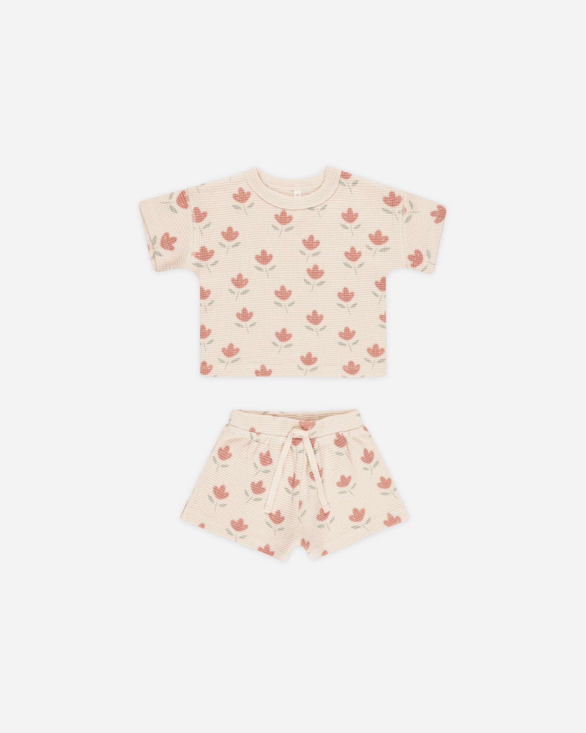 Waffle Tee + Short Set || Tulips