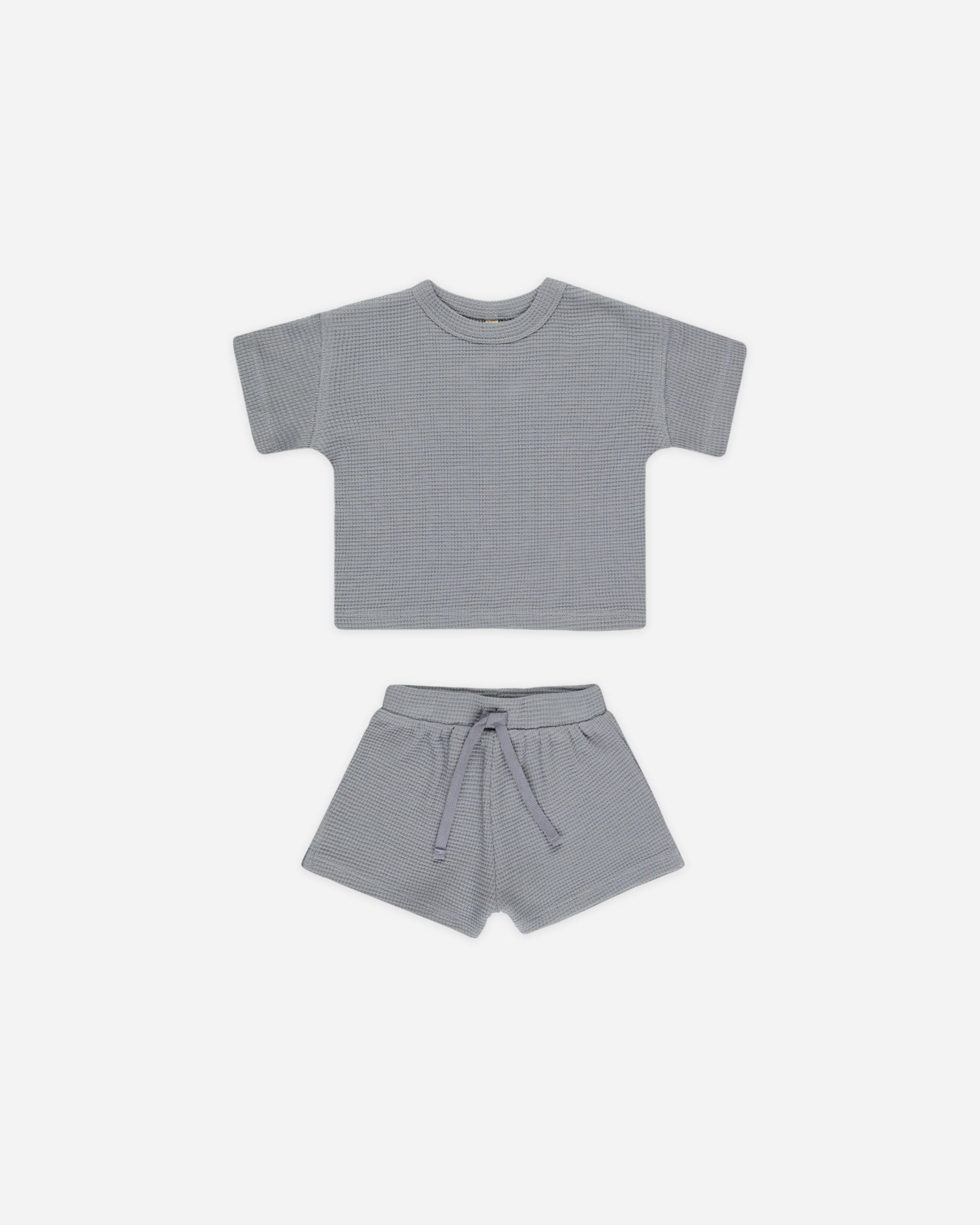 Waffle Tee + Short Set || Blue