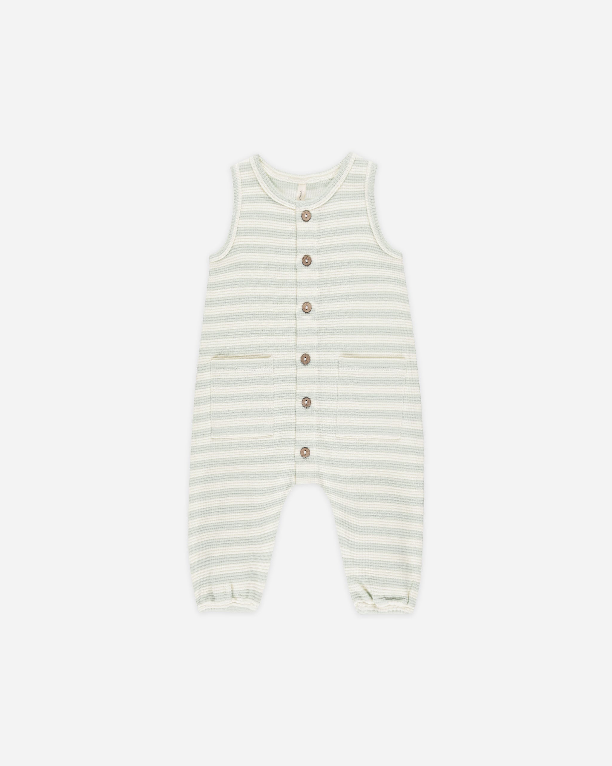 Waffle Jumpsuit || Mint Stripe