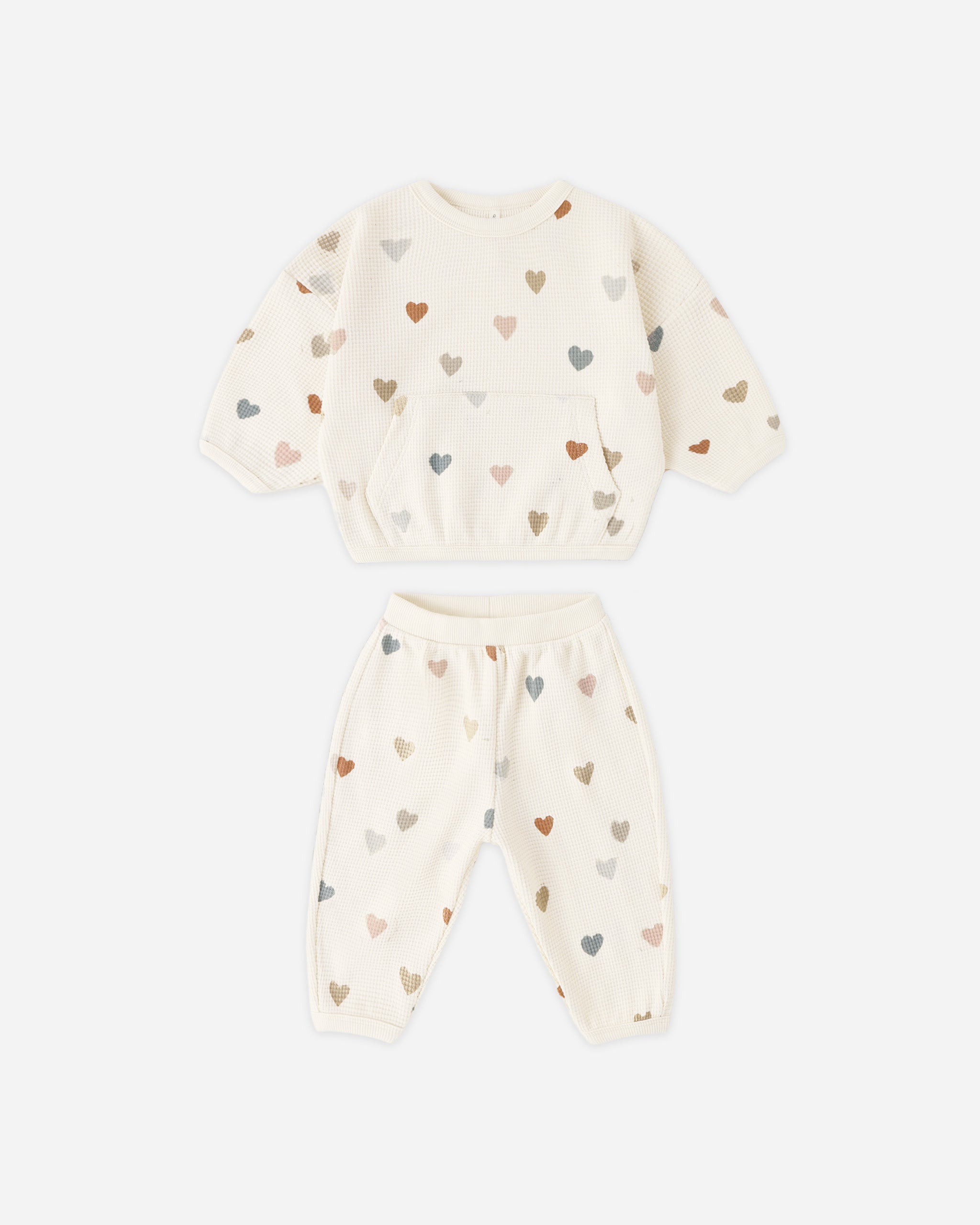 Waffle Sweater Set Confetti Hearts - Rylee + Cru | Kids Clothes | Trendy Baby Clothes | Modern Infant Outfits |