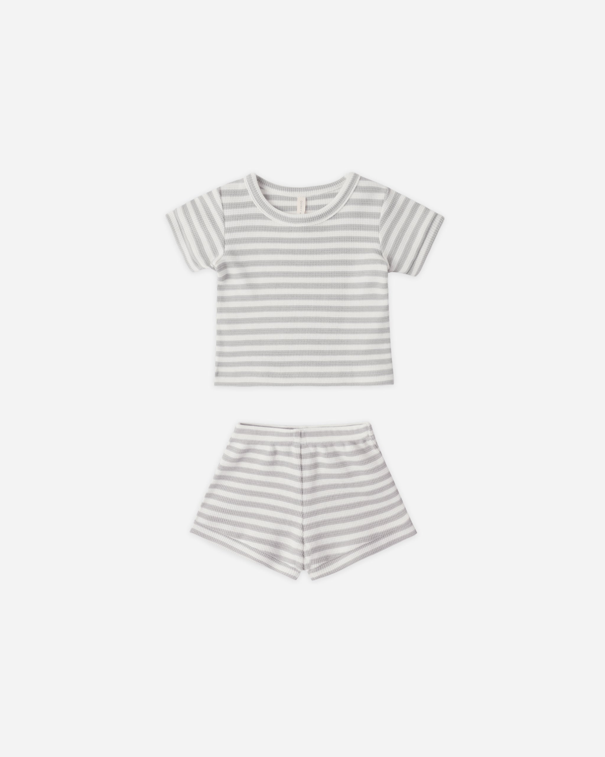 Waffle Shortie Set Sage Stripe - Rylee + Cru | Kids Clothes | Trendy Baby Clothes | Modern Infant Outfits |